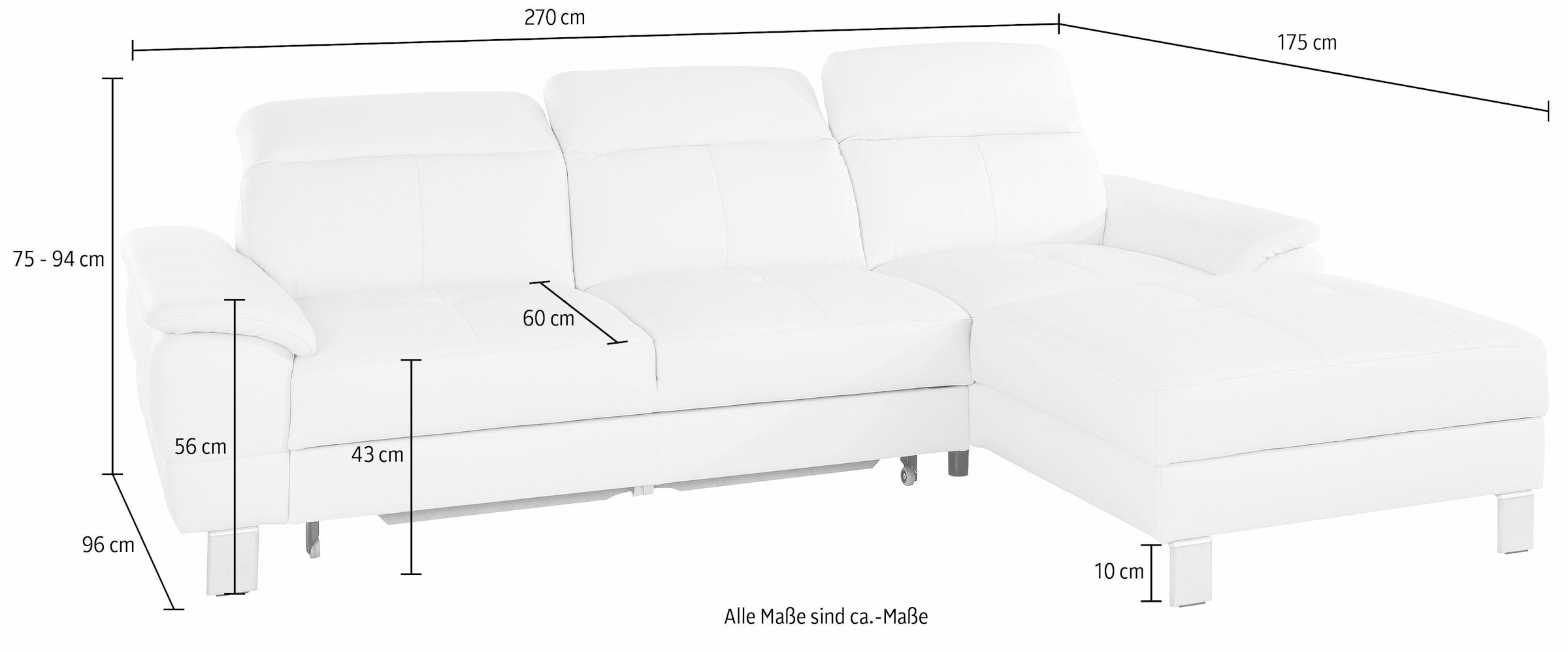 exxpo - sofa fashion Ecksofa »Mantua 2, inkl. Kopf- bzw. Rückenverstellung, bequem, L-Form«, wahlweise mit Bettfunktion und Bettkasten, tolle Verarbeitungsdetails
