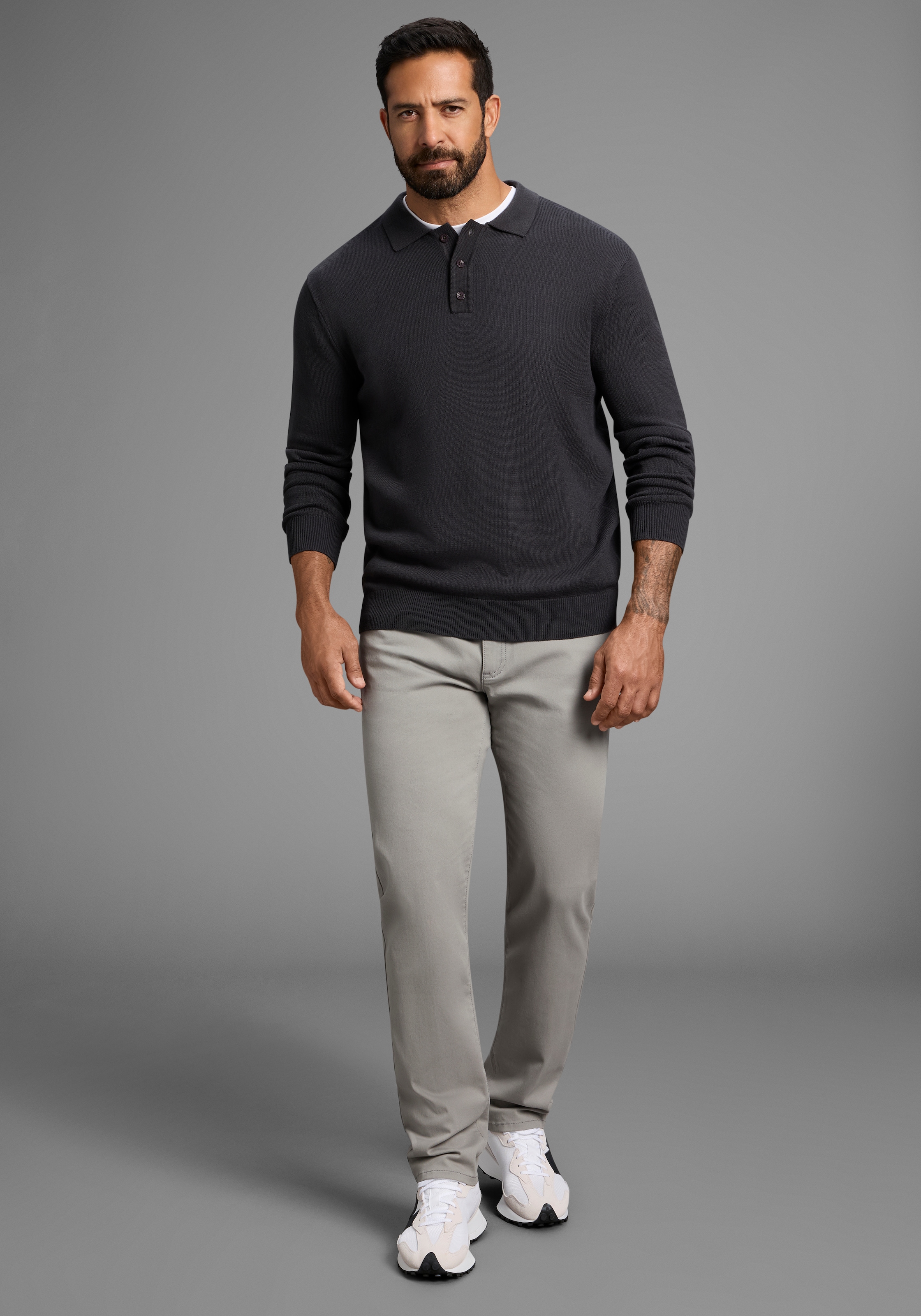 Man's World Polokragenpullover »Neue Kollektion !«, mit Knopfleiste
