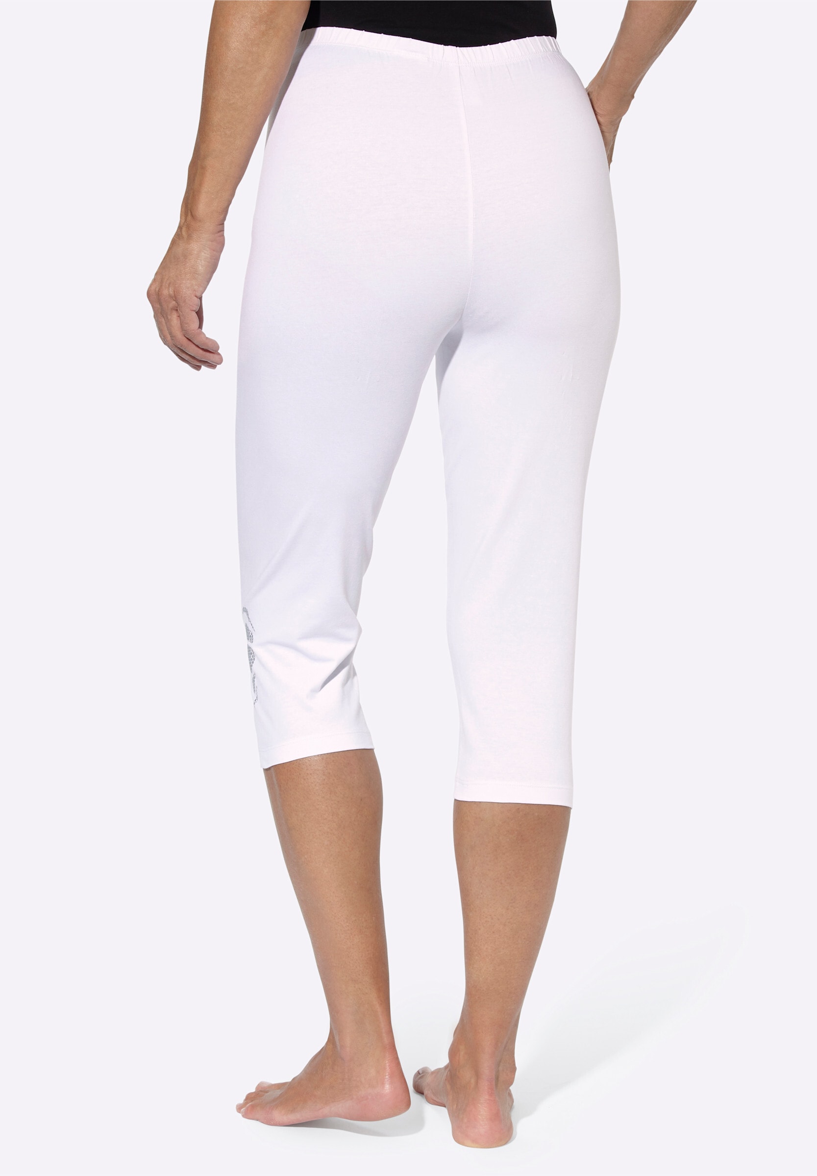 Sieh an! Caprihose »Capri-Leggings Caprileggings mit Glitzerdruck am Saum 2 Stück«