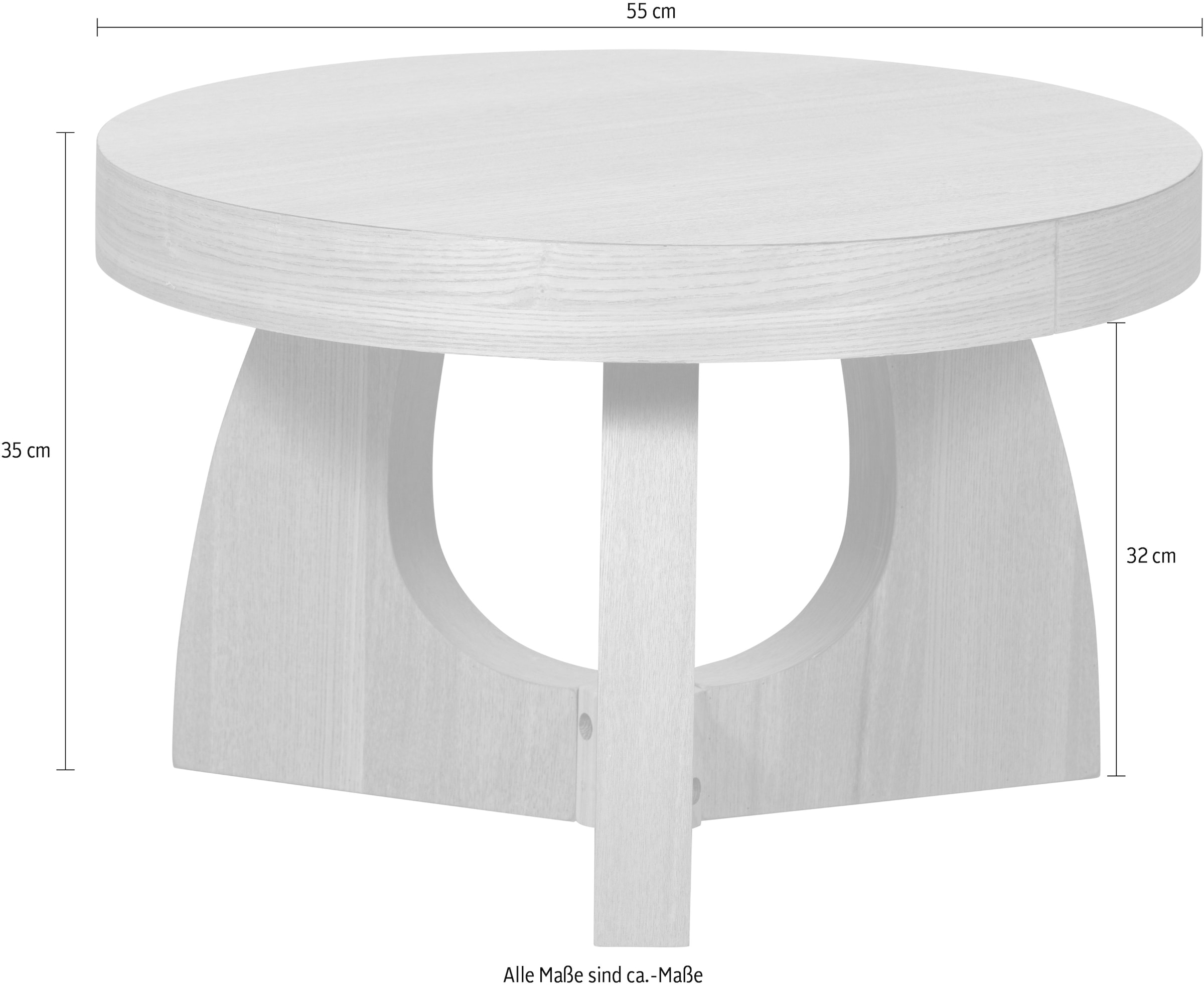 WOOOD Beistelltisch »Tala aus MDF mit Eschenfurnier-Deckschicht Ø55x35 cm« Tragkraft 25 kg, Furnier gebeizt und schutzlackiert, gerade Maserung