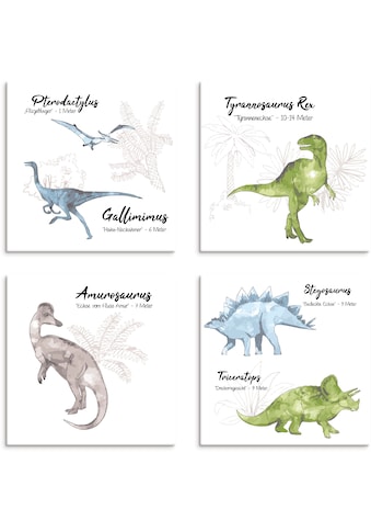 Lüttenhütt Leinwandbild »Dino«, Tiere, (Set, 4 St., 4 Teile), 4er Set in verschiedenen... kaufen