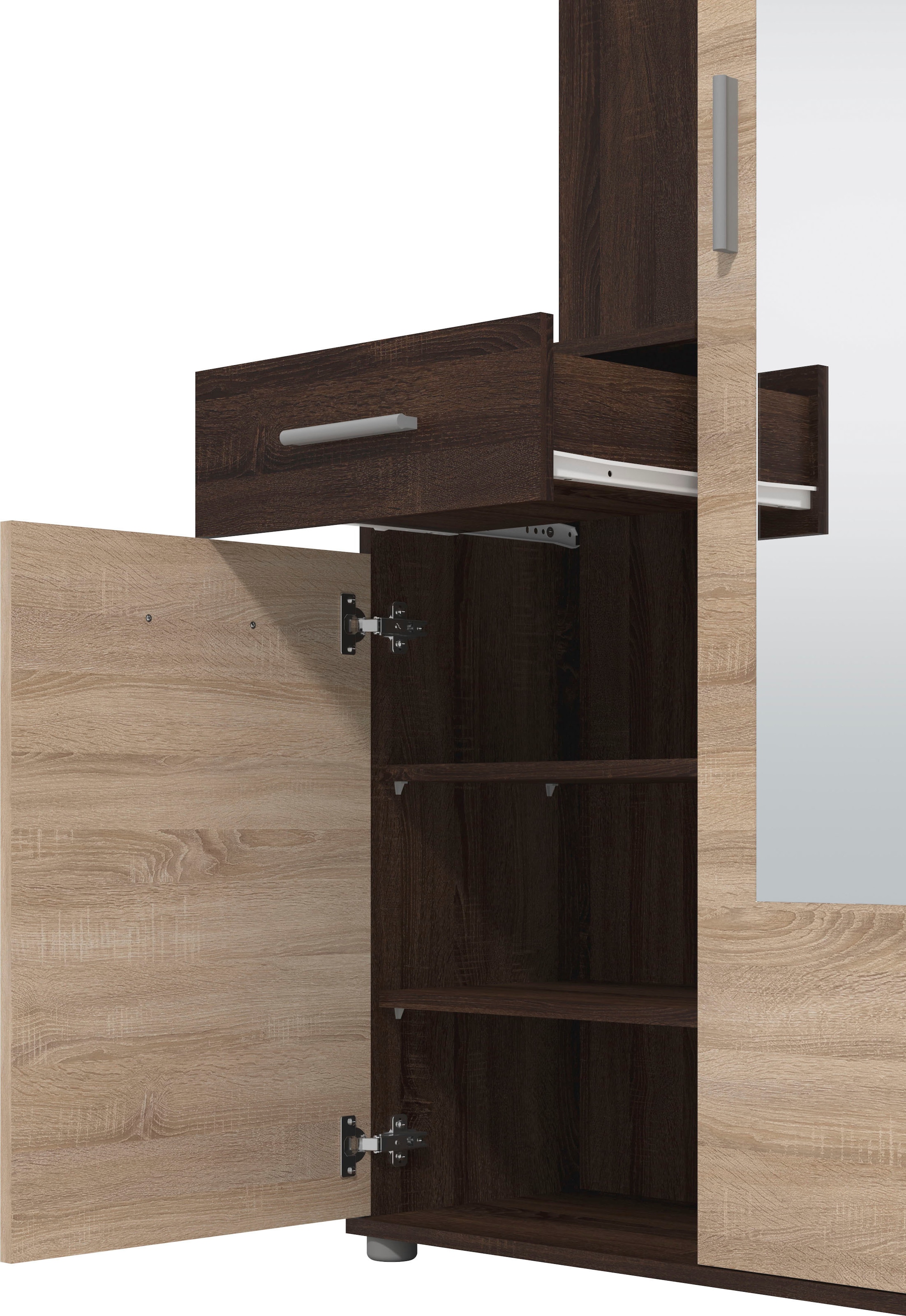 INOSIGN Kompaktgarderobe »Martin Flurgarderobe, Dielenschrank, Flurmöbel, Breite 134 cm«, Schuhschrank, mit Spiegel, in modernen Farben, mit 10 Haken