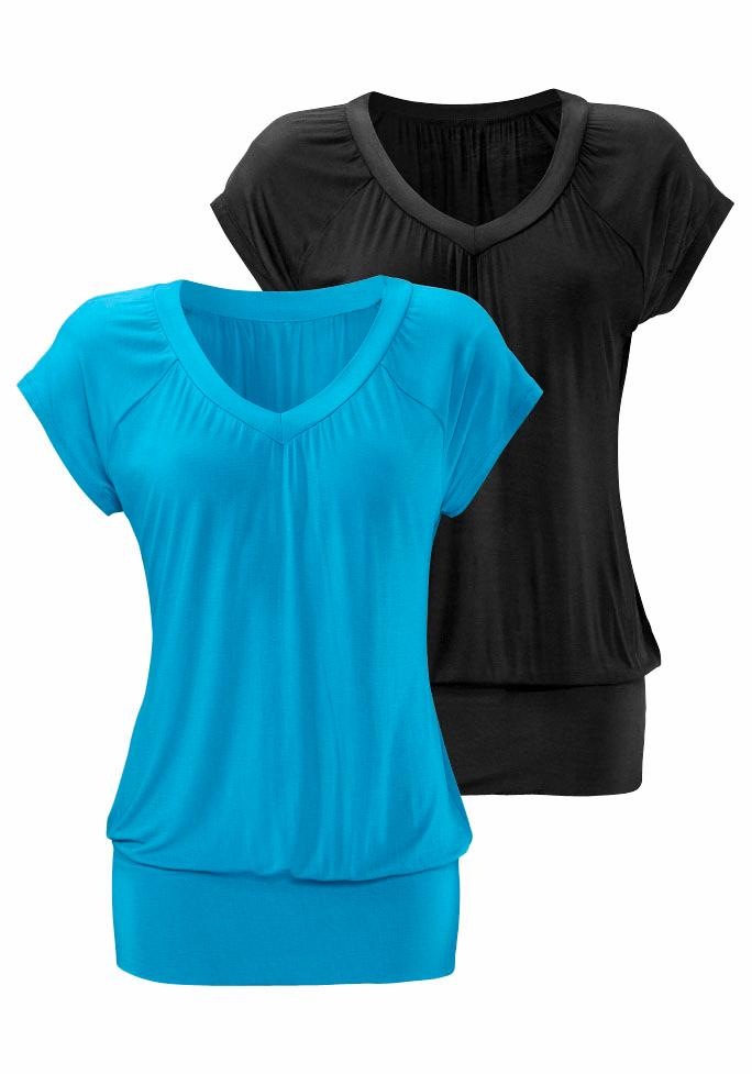 LASCANA T-Shirt, (2er-Pack), mit breitem Bund