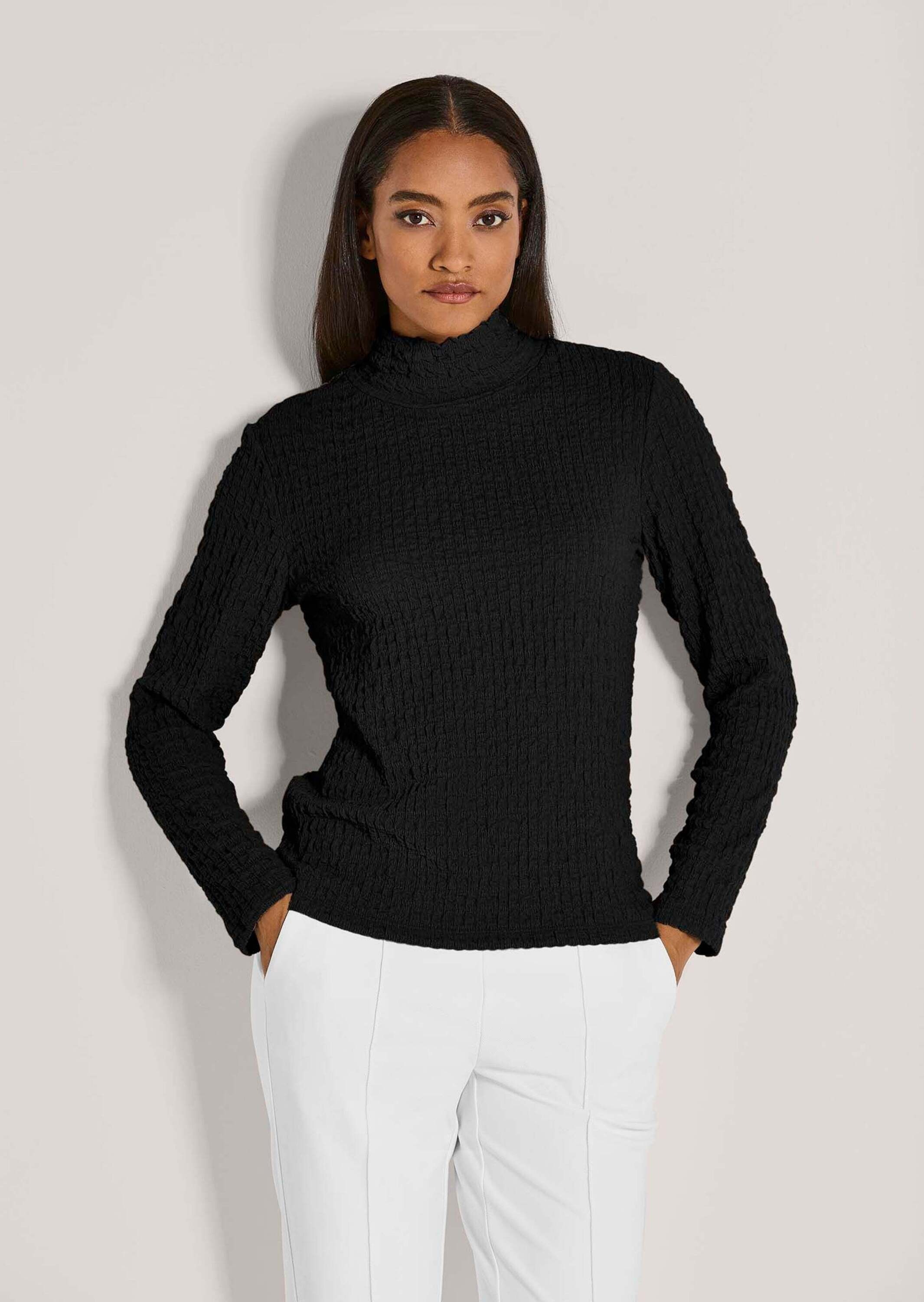 MADELEINE Langarmshirt »Jerseybluse Elegantes Oberteil mit Stehkragen«