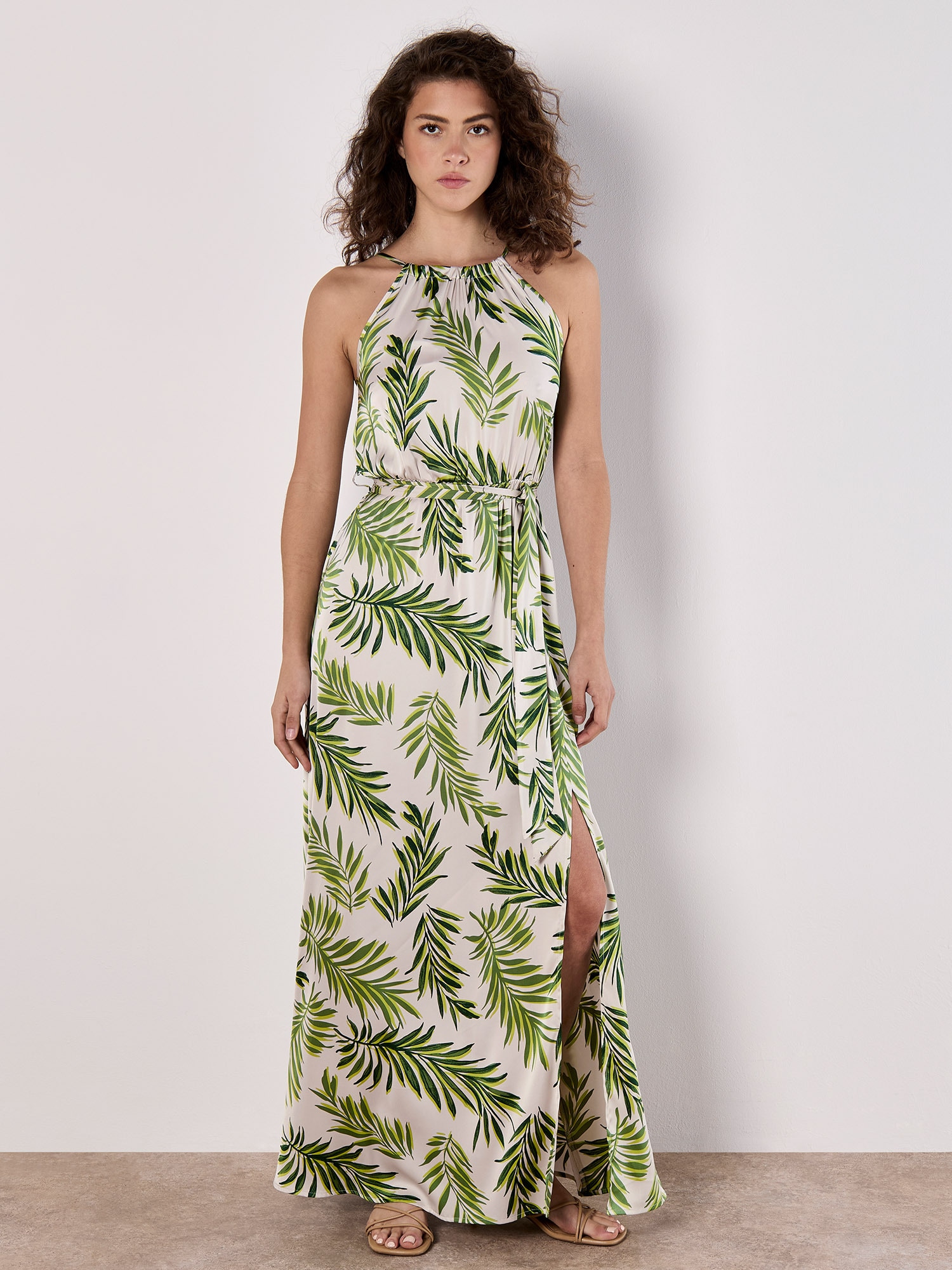 Apricot Druckkleid »Maxikleid« mit Bindegürtel