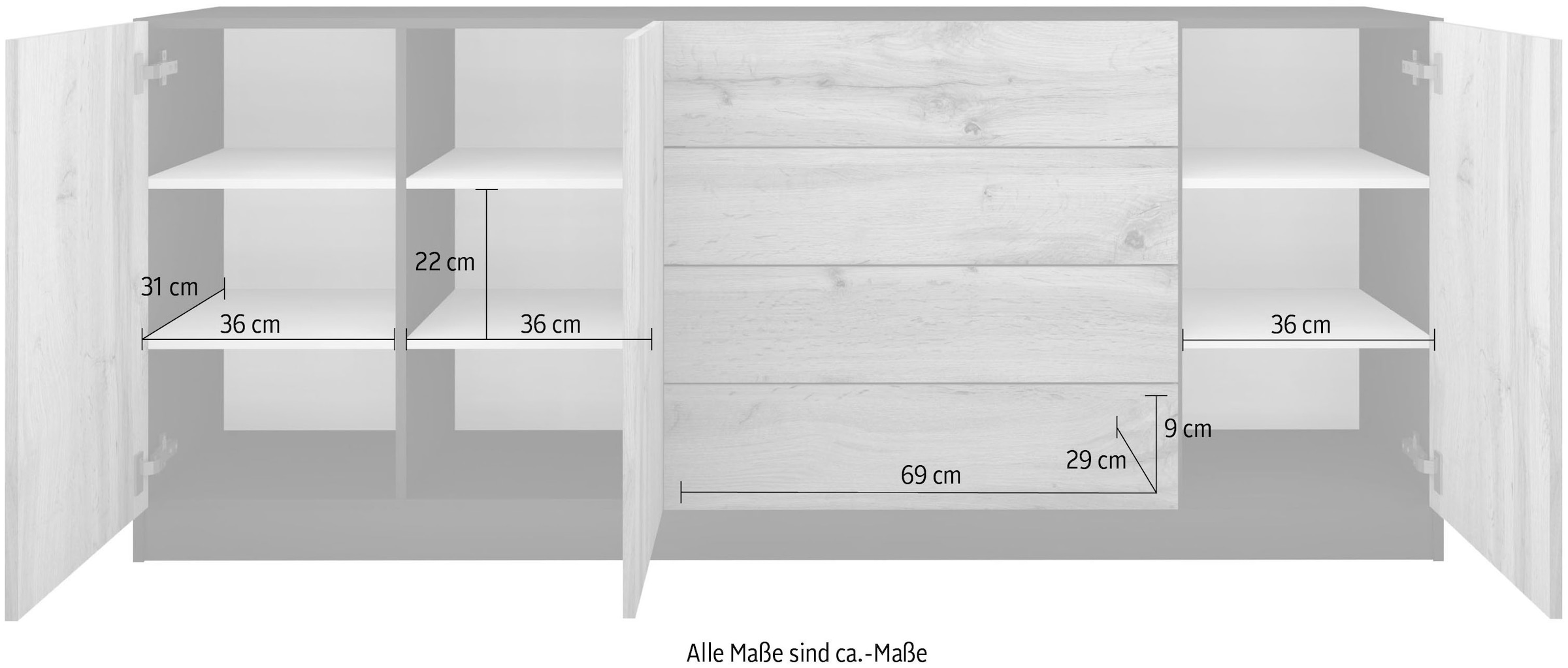 borchardt Möbel bei OTTO »Vaasa«, online 190 Breite kaufen Sideboard cm