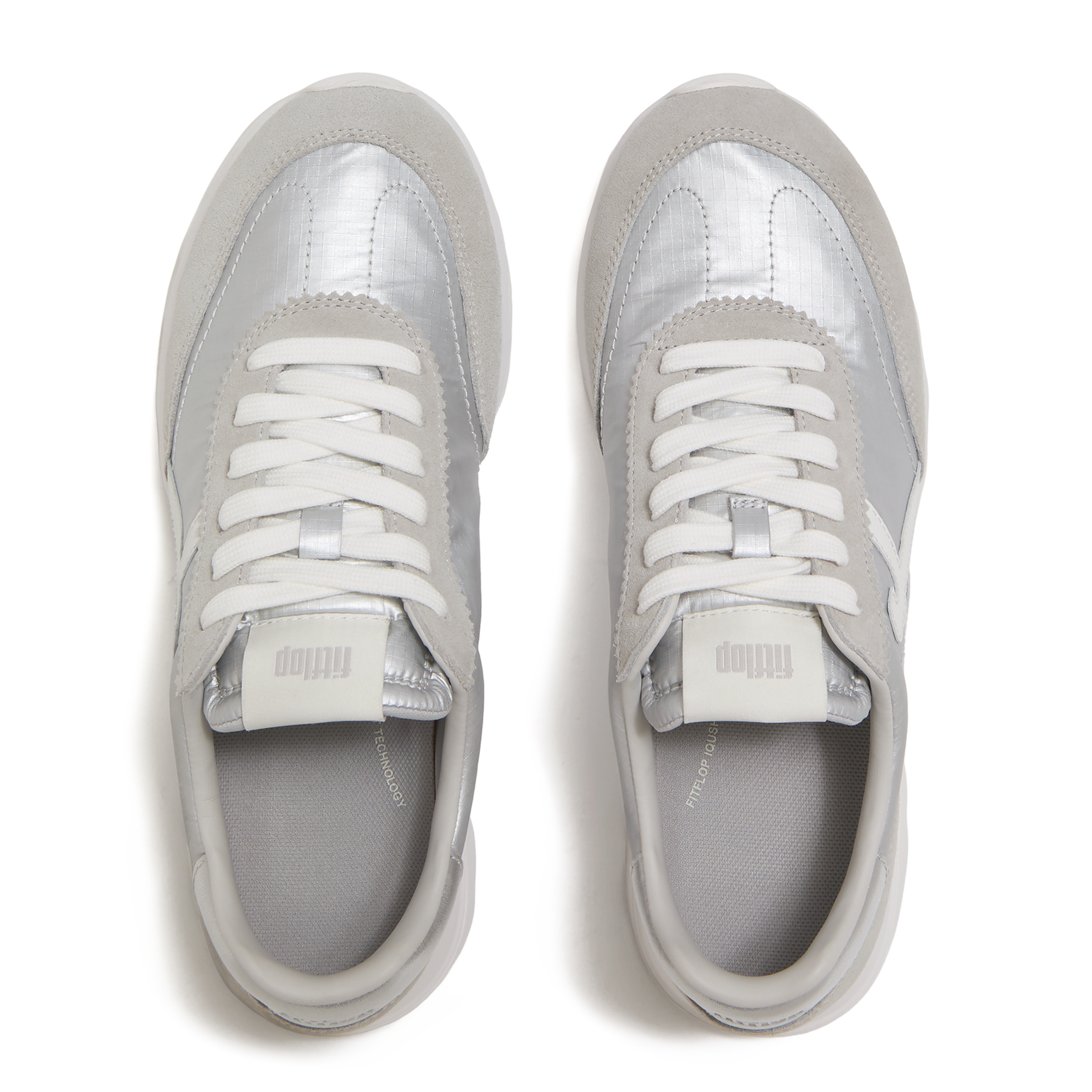 Fitflop Sneaker »RETRO-Q FF METALLIC-FABRIC/SUEDE SNEAKERS«  Freizeitschuh, Halbschuh, Schnürschuh mit Low Profile Sohle