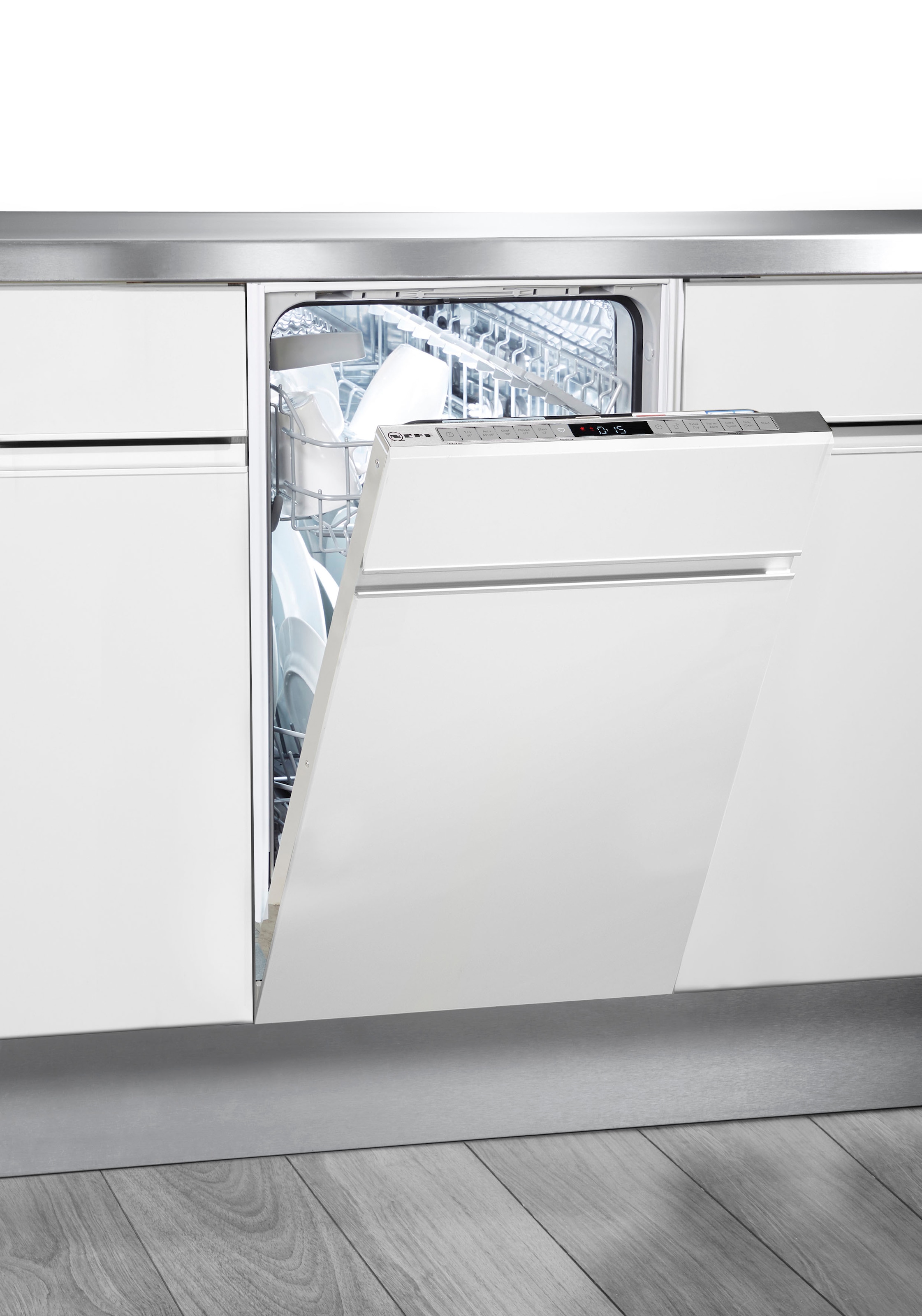 NEFF vollintegrierbarer Geschirrspüler N 50 »S855EKX14E«, 9 Maßgedecke, Time Light: auf den Boden projizierte Restlaufzeit