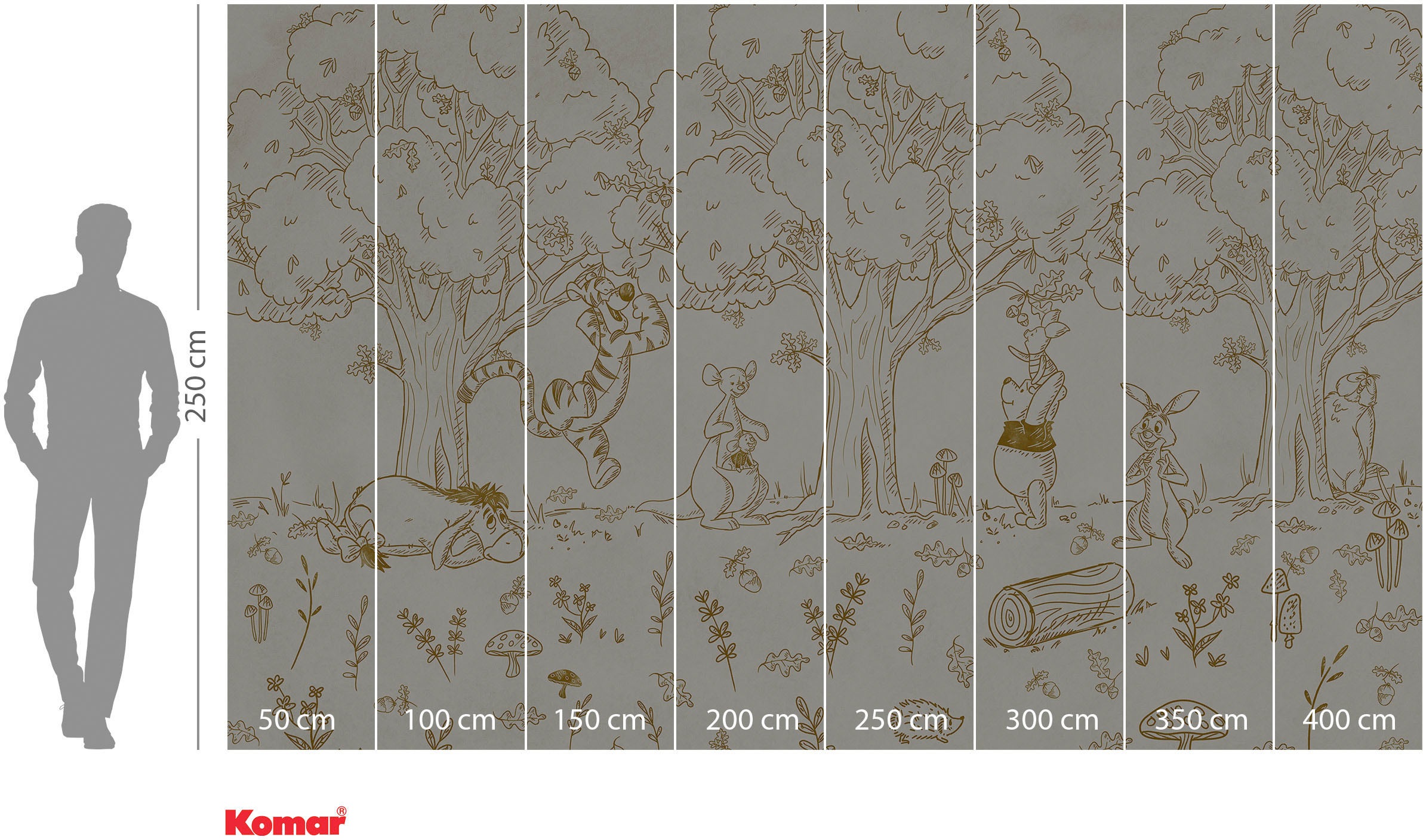 Komar Fototapete »Digitaldruck Vlies - Winnie the Pooh Outdoors - Größe 400 x 250 cm«, bedruckt, Kinderzimmer