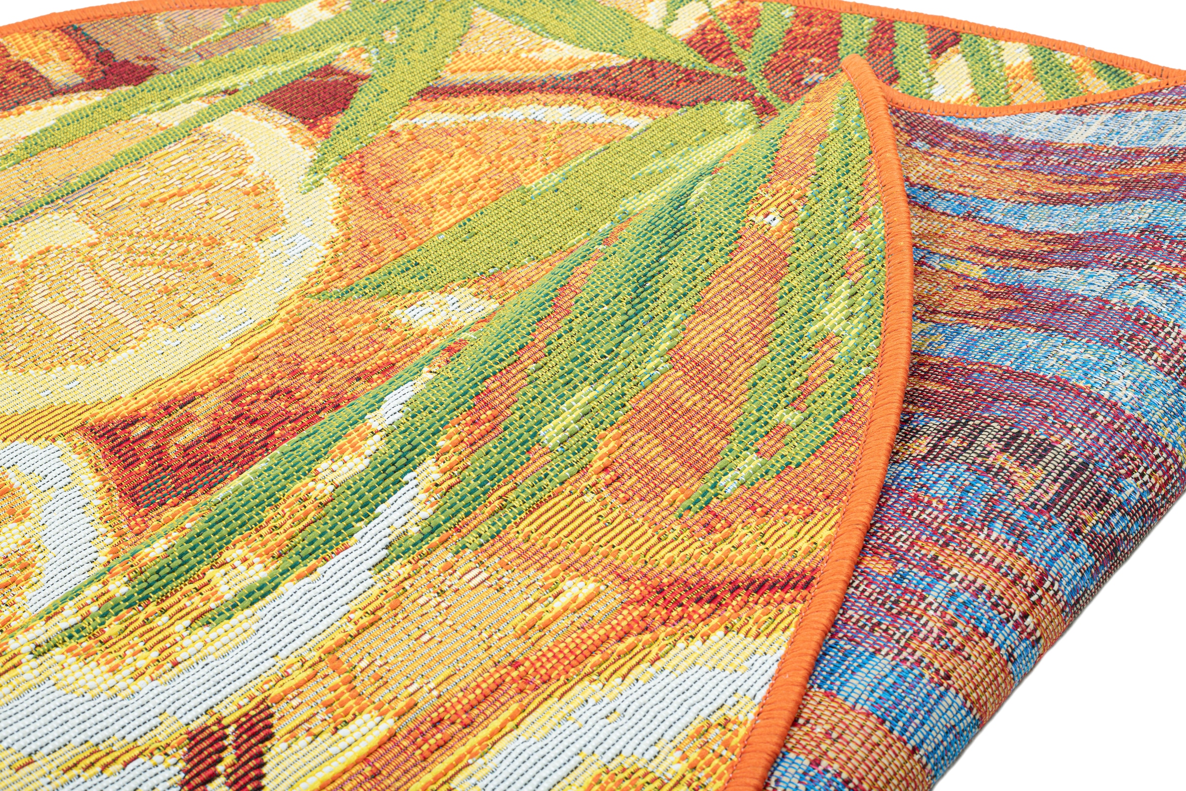 Sansibar Teppich »Rantum Beach 001«, rund, 5 mm Höhe, Flachgewebe, modernes Sommer Design, In- und Outdoor geeignet