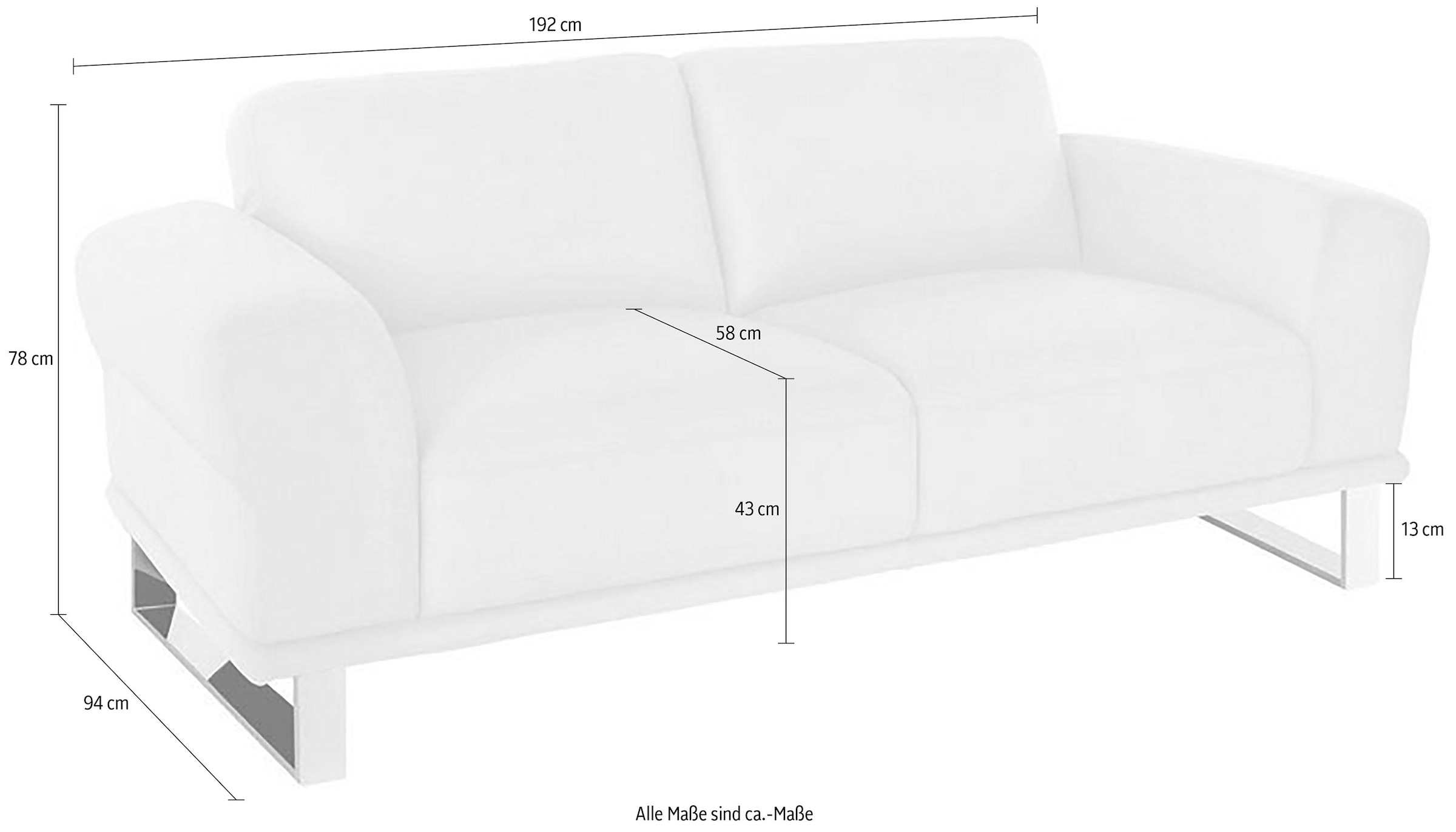 W.SCHILLIG 2-Sitzer »montanaa elegant und edel, bequem, Federkernunterfederung« mit Metallkufen in Chrom glänzend, Breite 192 cm