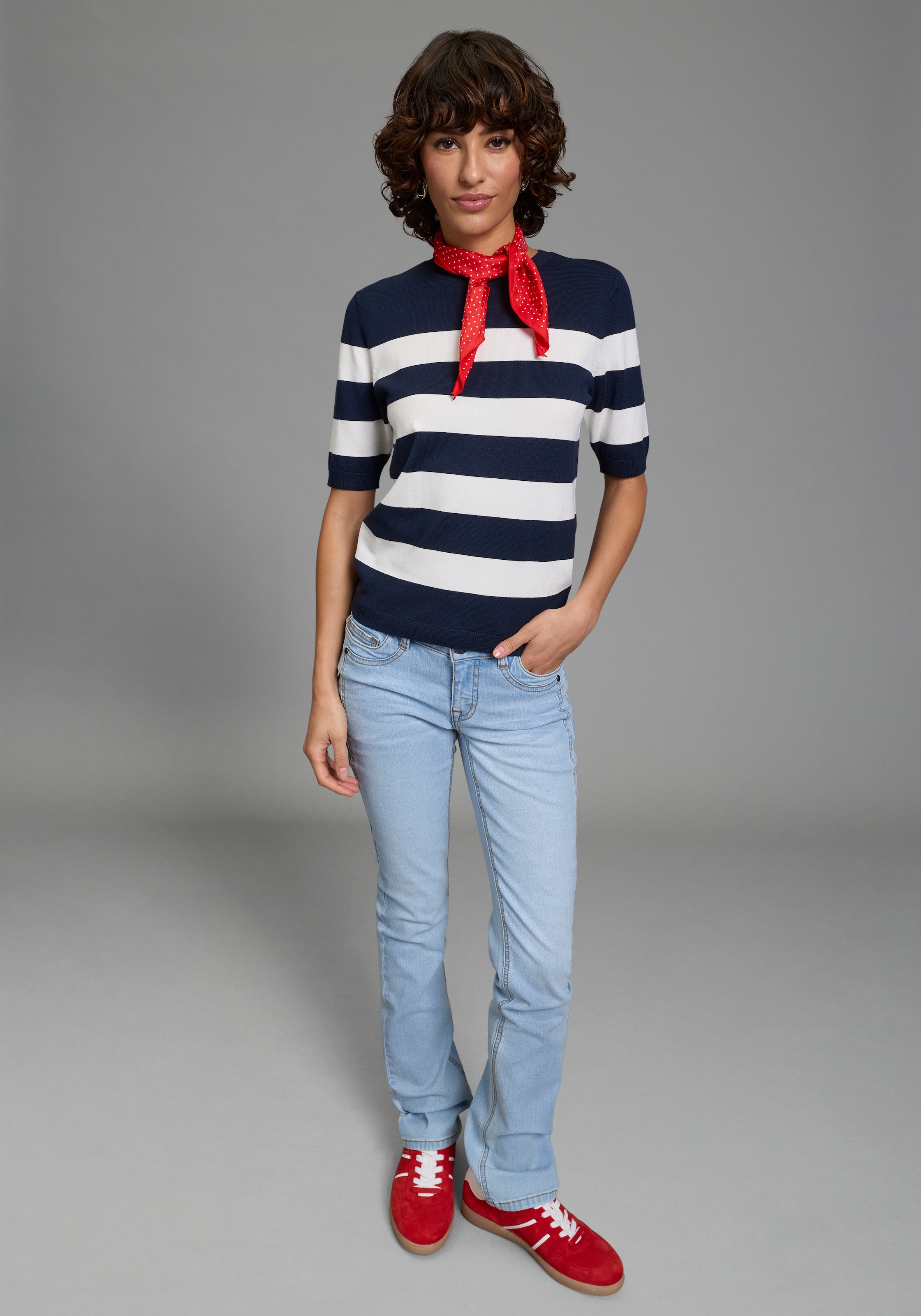 Flashlights Kurzarmpullover aus Viskosemischung mit modernem Schnitt