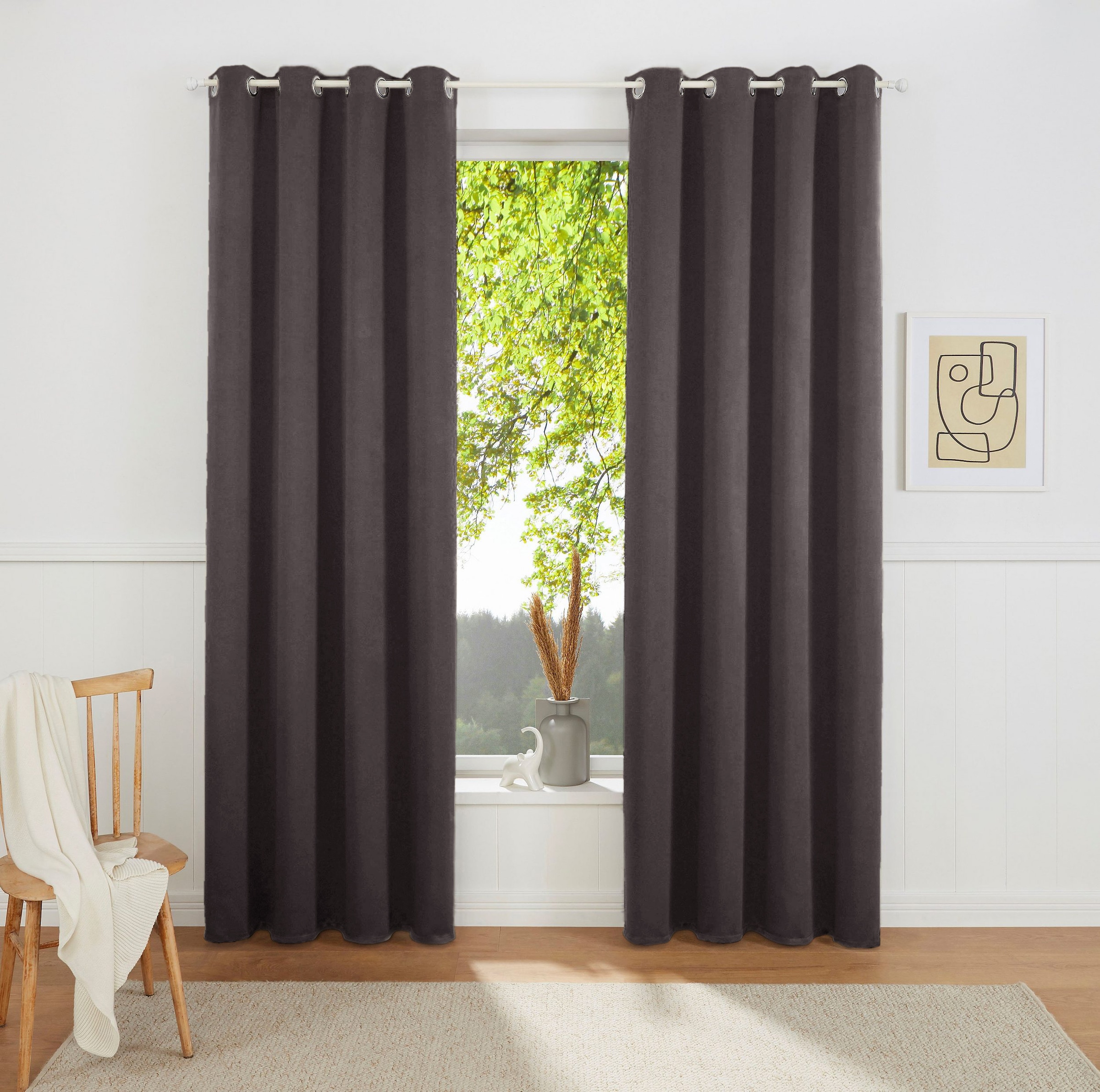 my home Gardine »SOLA« Ösen 1 Stk. tlg. Schal einfarbig, Verdunkelung, 1er oder 2er Set Gardinen