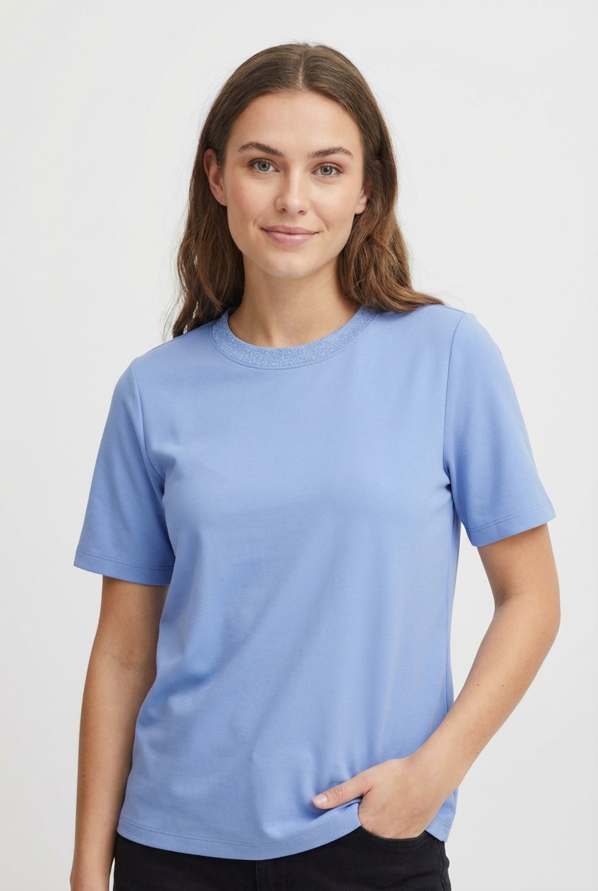 pieces Kurzarmshirt »PCRIA SS LUREX NECK TEE JRS NOOS BC« mit Glitzerdetail