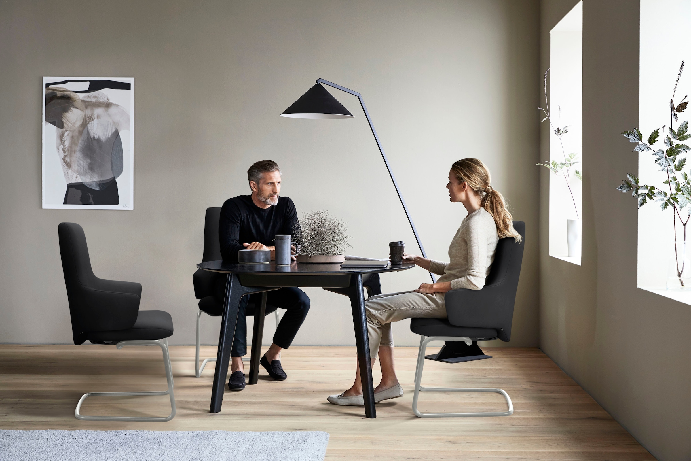 Stressless® Polsterstuhl »Laurel« () High Back mit Armlehne, Größe L, mit Beinen aus Stahl in Chrom matt