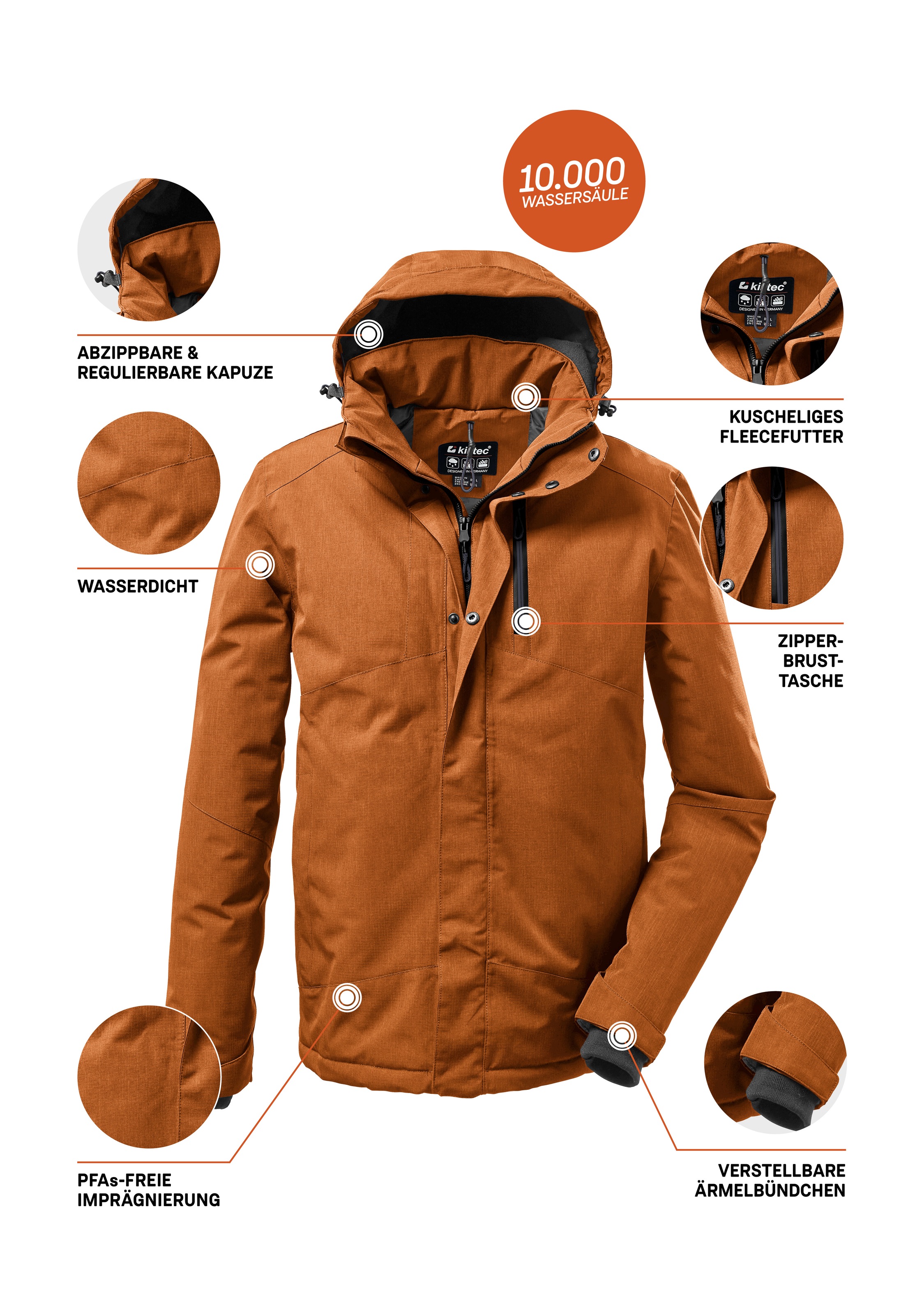 Killtec Outdoorjacke »KOW 161 MN JCKT«, Wasser- und winddichte Funktionsjacke mit abnehmbarer Kapuze