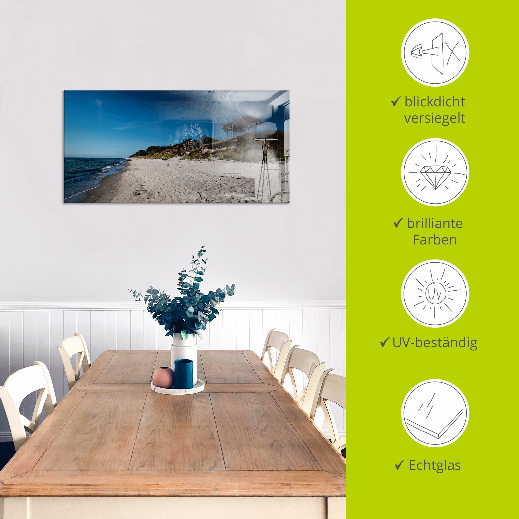 Artland Glasbild »Am Weststrand- Ostsee - Darss«, Strand, (1 St.), in verschiedenen Größen