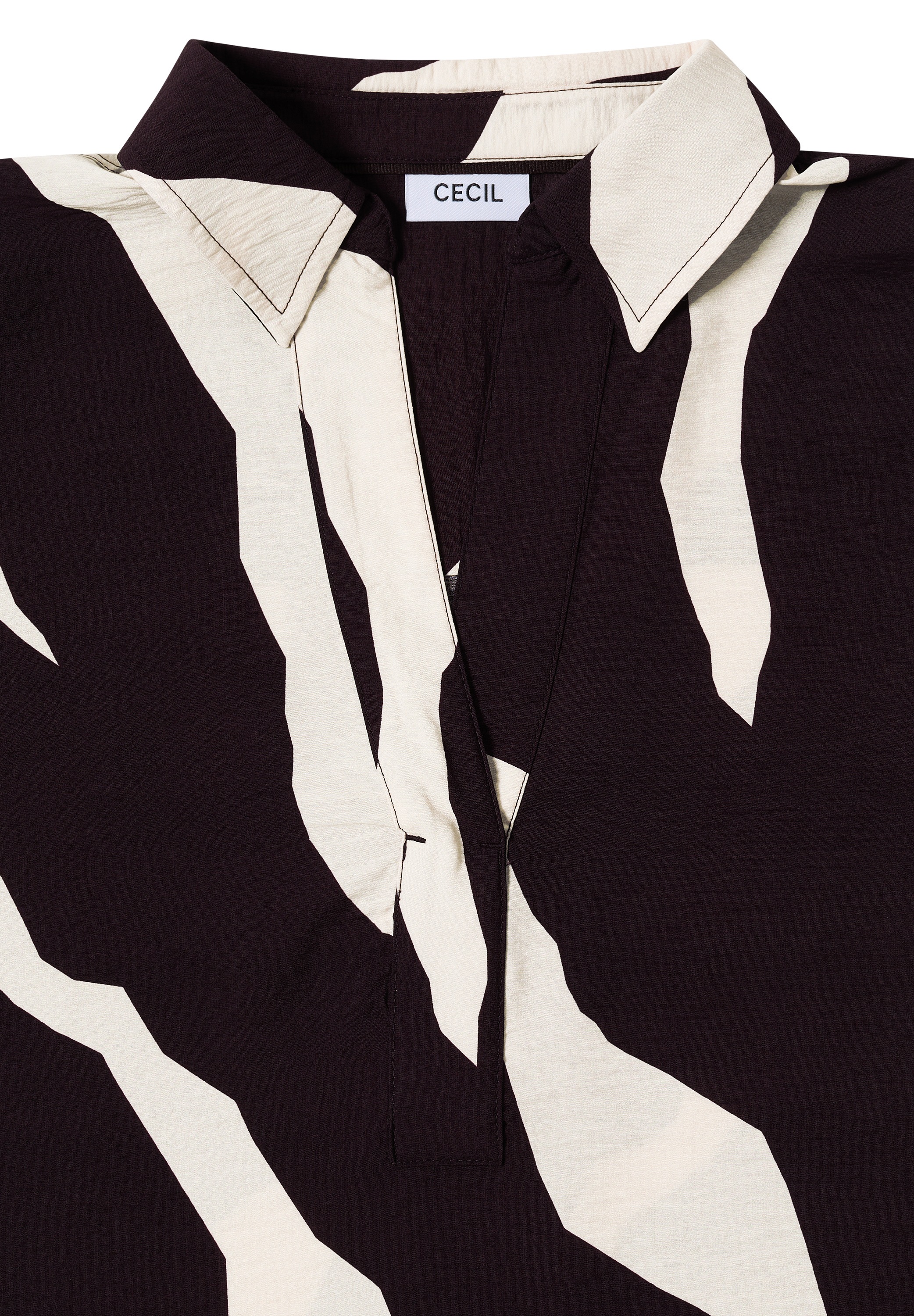 Cecil Langarmbluse mit Tapebündchen und grafischem Muster