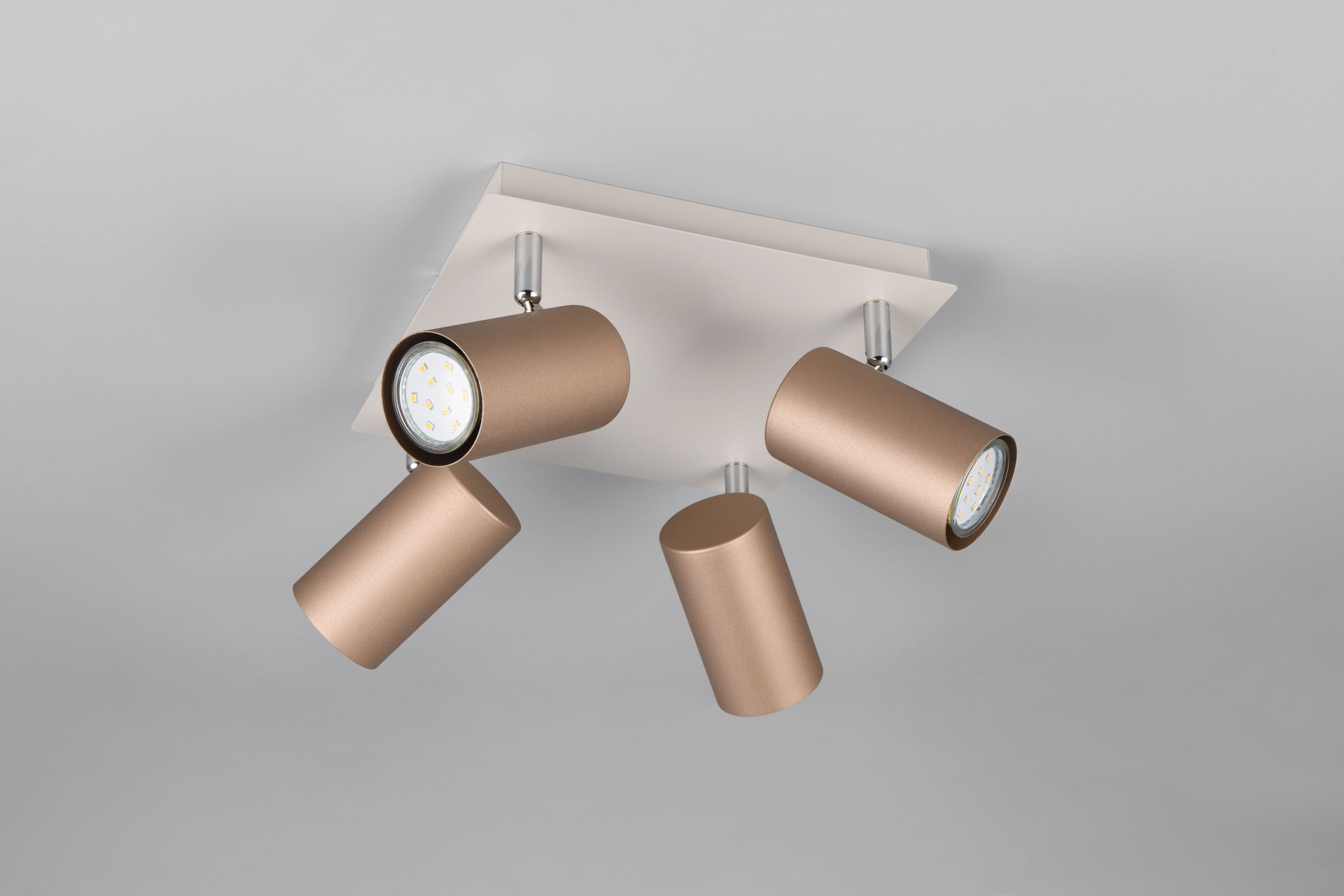 TRIO Leuchten Deckenstrahler »MARLEY, GU10 Deckenspot 1-flammig, exkl 4x GU10 max 35W, Wandspot« GU10 1 Stk. warmweiß - kaltweiß flexibel verstellbarer GU10 Deckenspot in coffee + warm grey, 24x24 cm