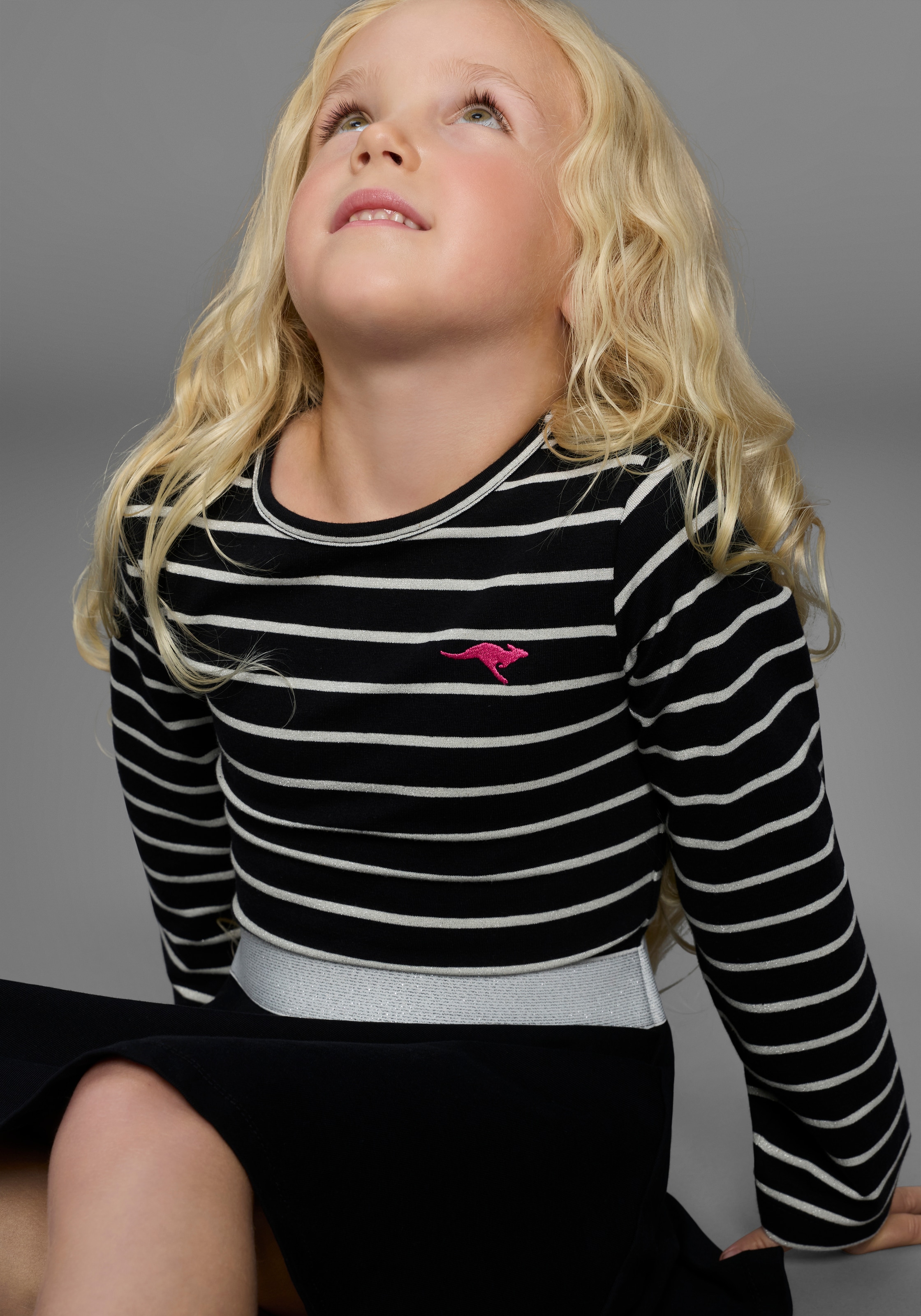 KangaROOS Jerseykleid »Ringelkleid für kleine Mädchen«, Glitzer-Ringel, festliche Anlässe, kniefrei, modischer Stil