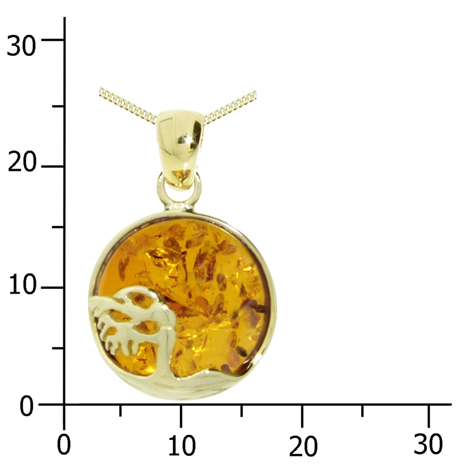 OSTSEE-SCHMUCK Kette mit Anhänger »- Windflüchter 16 mm - Silber 925/000, vergoldet - Bernstein«