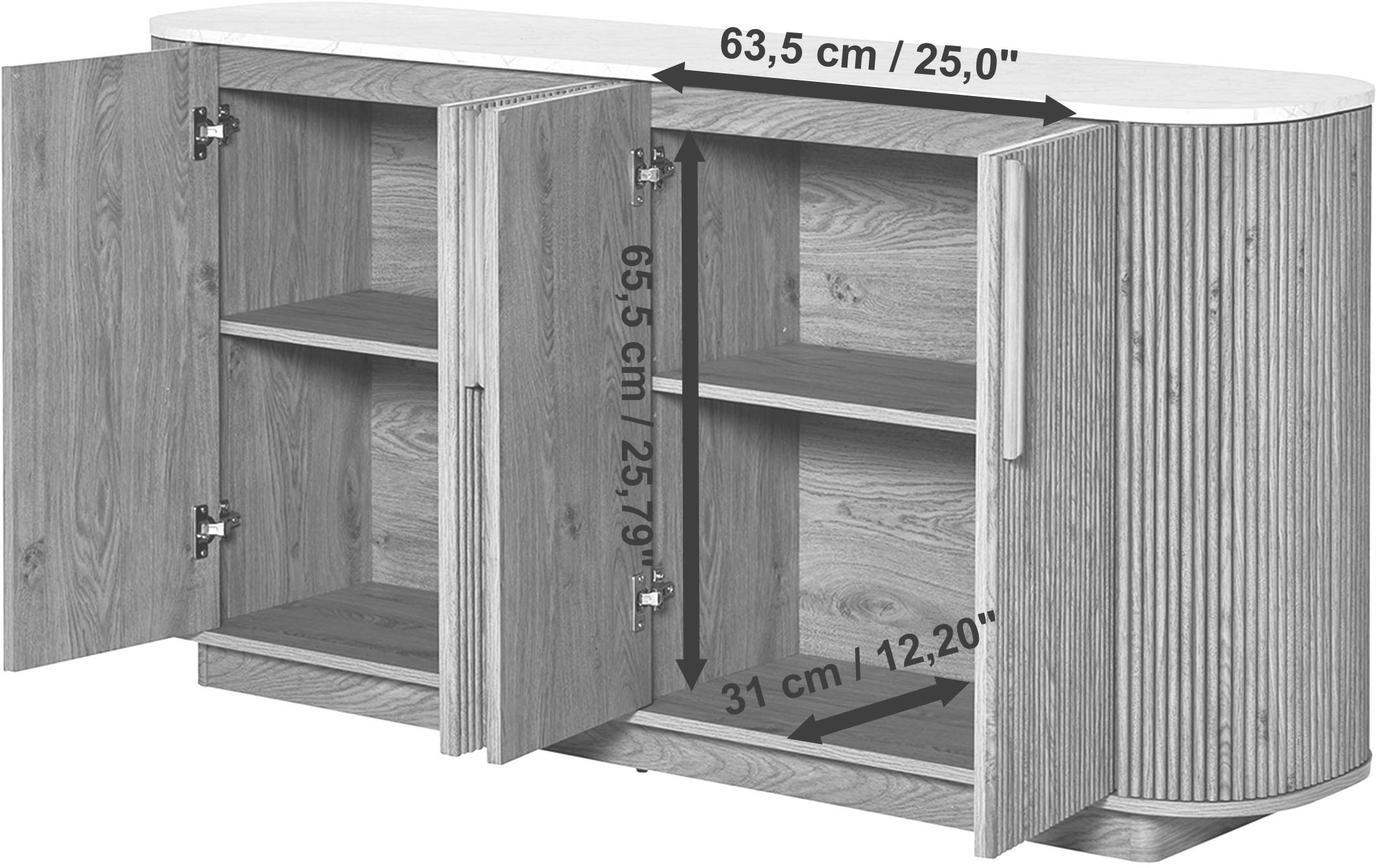 Jahnke Sideboard »STRING SB 160« 1 Stk. tlg. Sideboard, 4-türig, Marmor-Look, Breite 159,5 cm