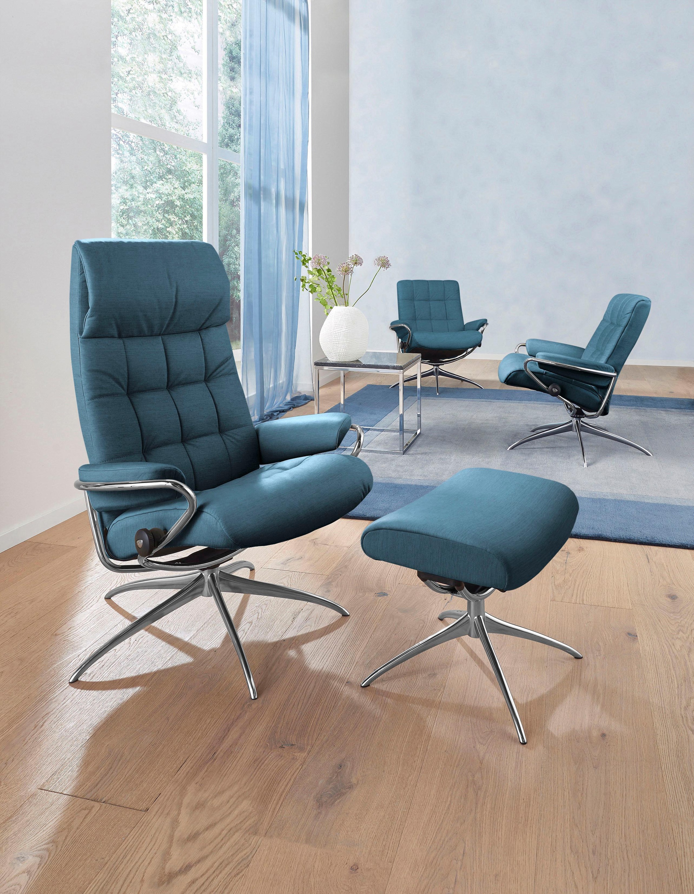Stressless® Relaxsessel »London«, (Set, Relaxsessel mit Hocker), mit Hocker, High Back, mit Star Base, Gestell Chrom