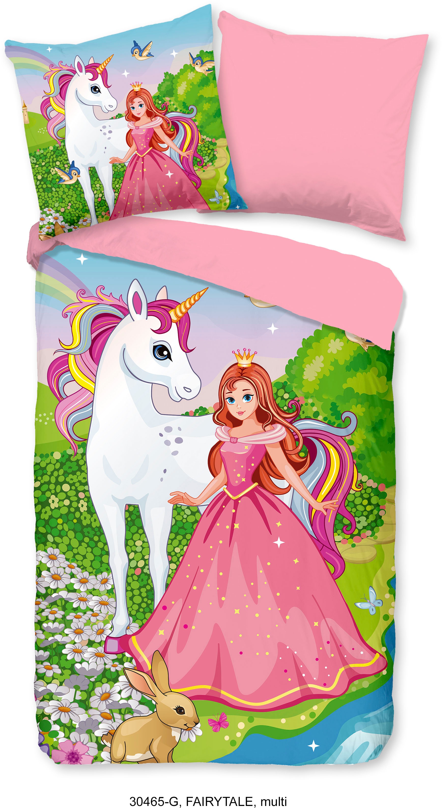 good morning Kinderbettwäsche »Fairytale«, Baumwolle, 135x200, Reißverschluss, Wendeoptik, Kind, Mädchen, Einhorn