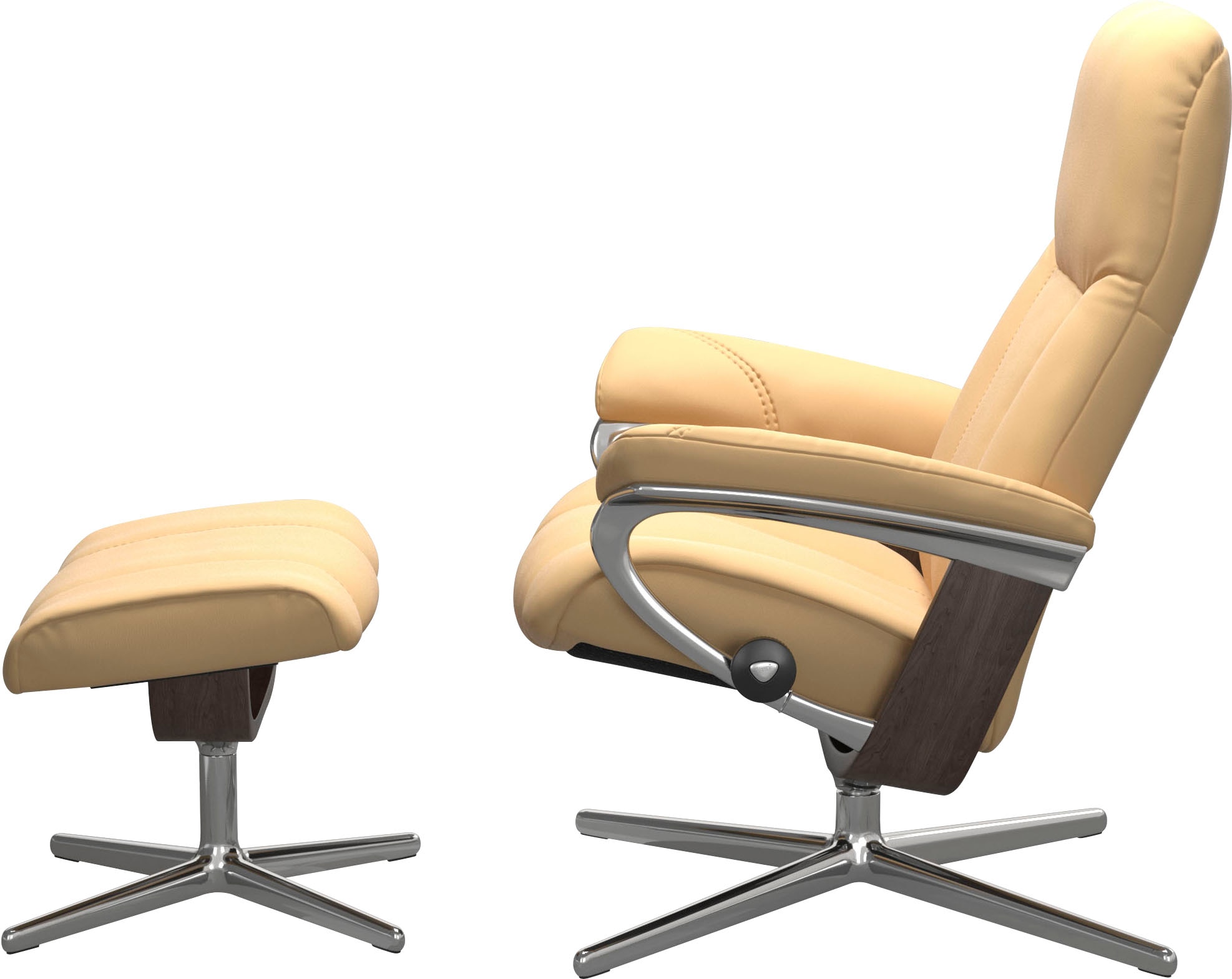 Stressless® Relaxsessel »Consul« Set, Relaxsessel mit Hocker,  mit Hocker, mit Cross Base, Größe S, M & L, Holzakzent Wenge