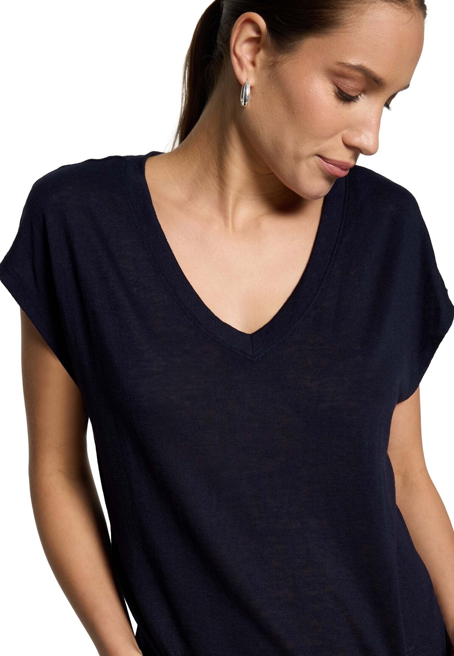 Zero Shirttop »Kurzarm-Shirt mit V-Ausschnitt«