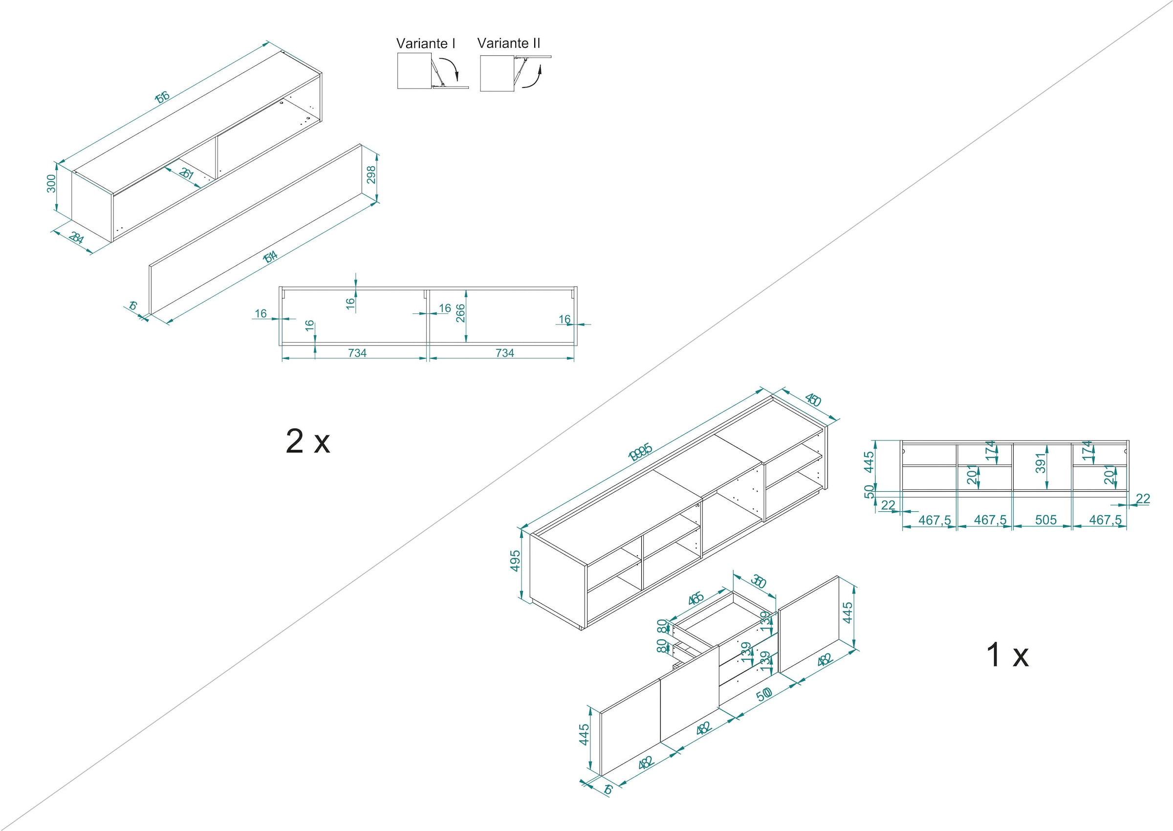 INOSIGN Schrank-Set »LARGO«, (Set, 3 St.), mit Soft-Close und Push to open-Funktion