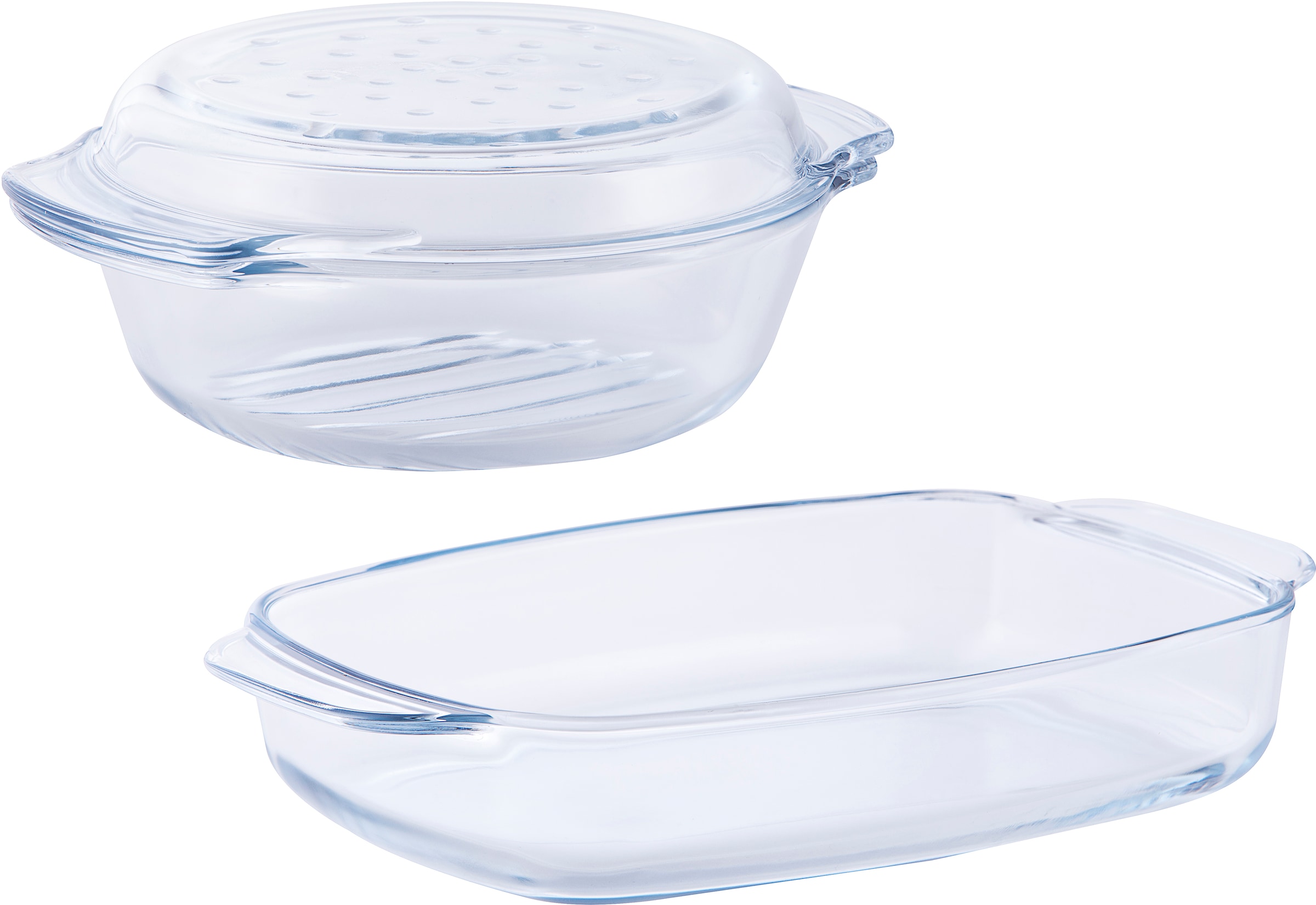van Well Auflaufform Glas 3 Stk. tlg. feuerfestes Glas, 1,7 u. 2,3 Liter