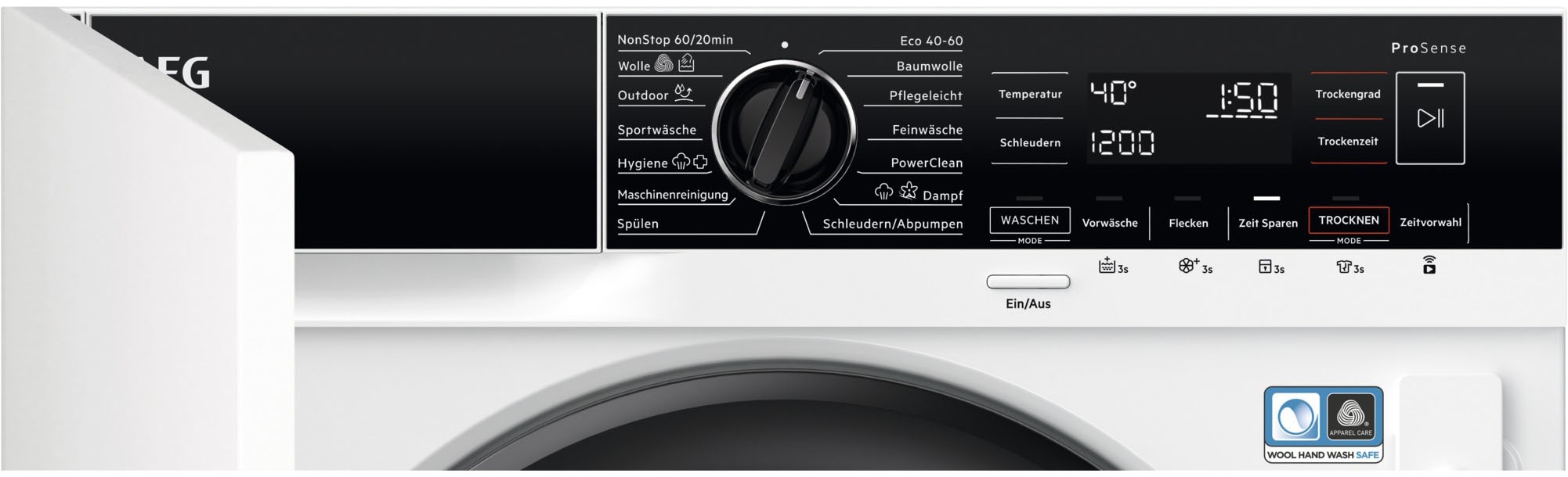 AEG Einbauwaschtrockner »LWR8WI7680«, 8000, Dampf-Funktion, PowerClean-Programm