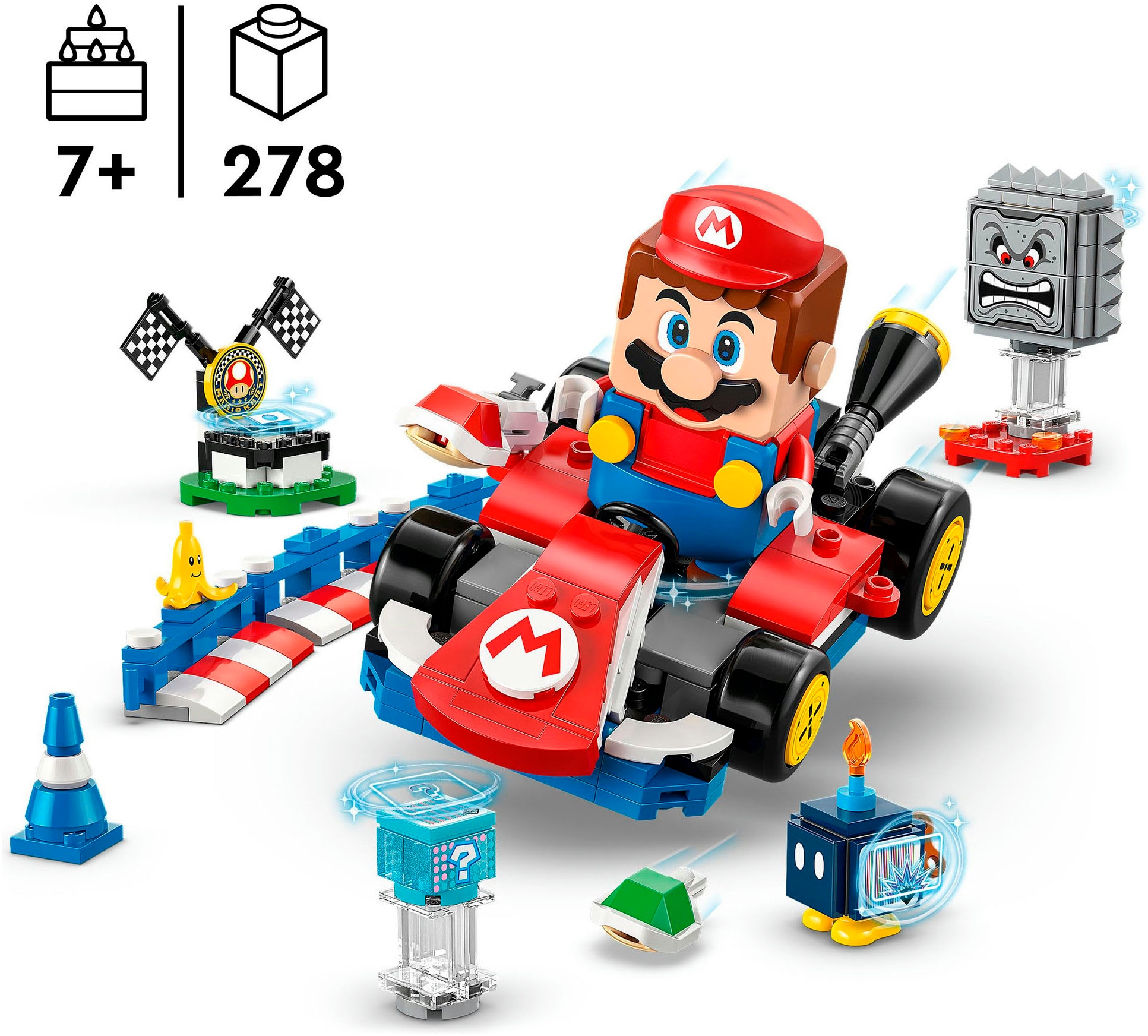 LEGO® Konstruktionsspielsteine »Mario Kart – Interaktiver LEGO Mario & Standard-Kart (72043)«, (278 St.), LEGO Super Mario; Made in Europe