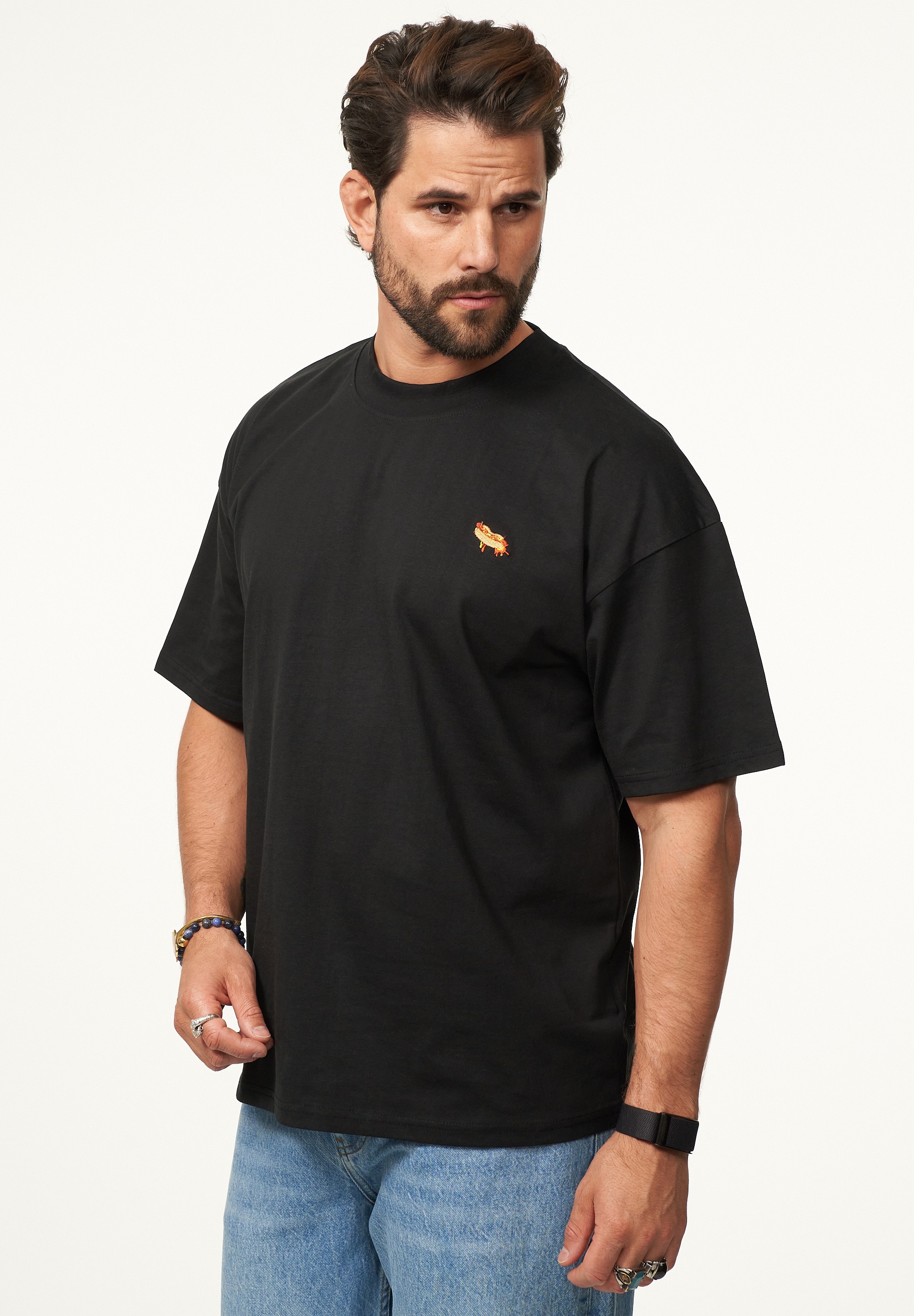 SOULSTAR T-Shirt »Kurzarm Oversize aus 100% Baumwolle mit Rundhalsausschnitt Crew Neck für Herren« Herren Oversize-Fit Kurzarm Shirt mit Rundhals-Ausschnitt