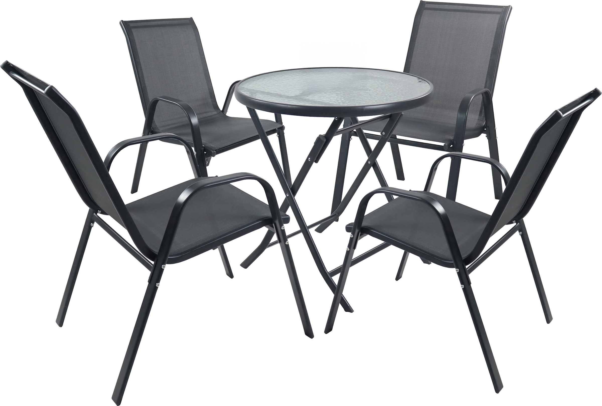 VCM Garten-Essgruppe »5tlg Balkonset Gartenmöbel Stapelstühle Set Sonlas« 5 tlg.
