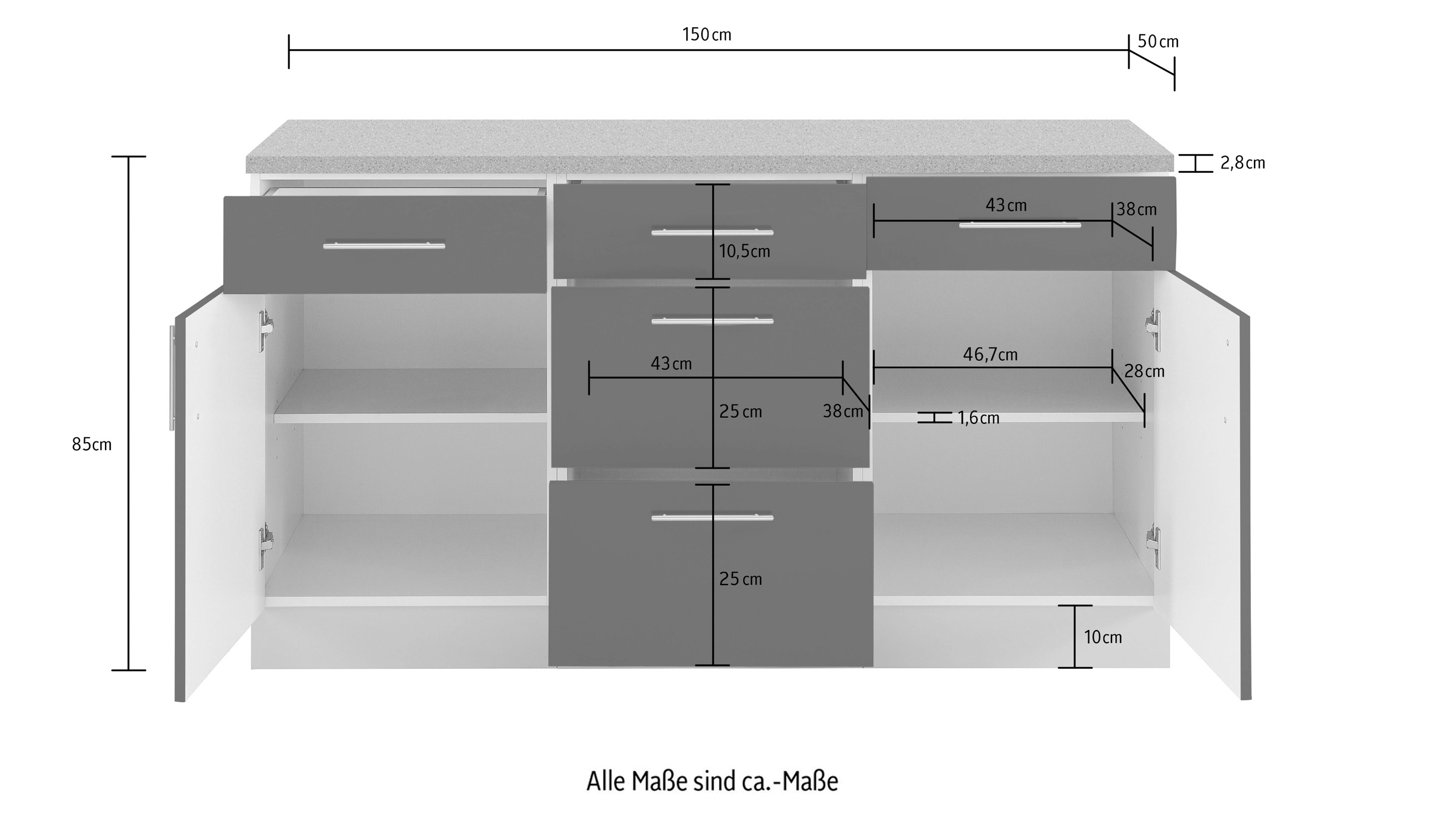 wiho Küchen Unterschrank »Kiel« 150 cm breit