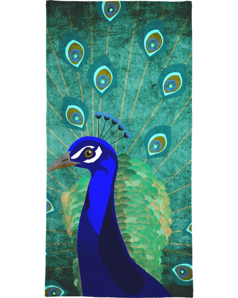 Juniqe Handtuch »Pfau«, (1 St.), Weiche Frottee-Veloursqualität