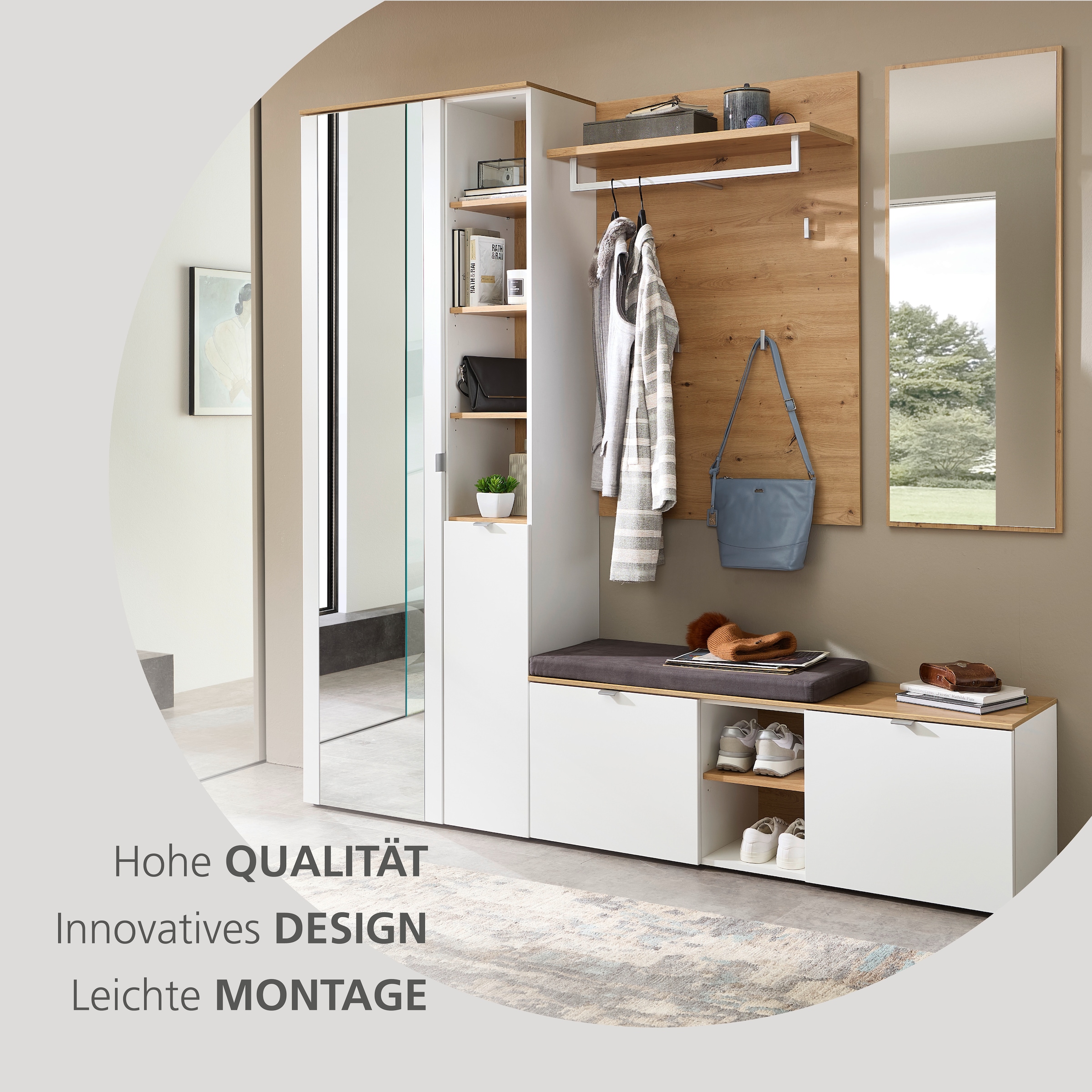 Innostyle Garderoben-Set »Bari Garderobenprogarmm, BxHxT 206x202x38 cm« Set, 4 Stk. tlg.