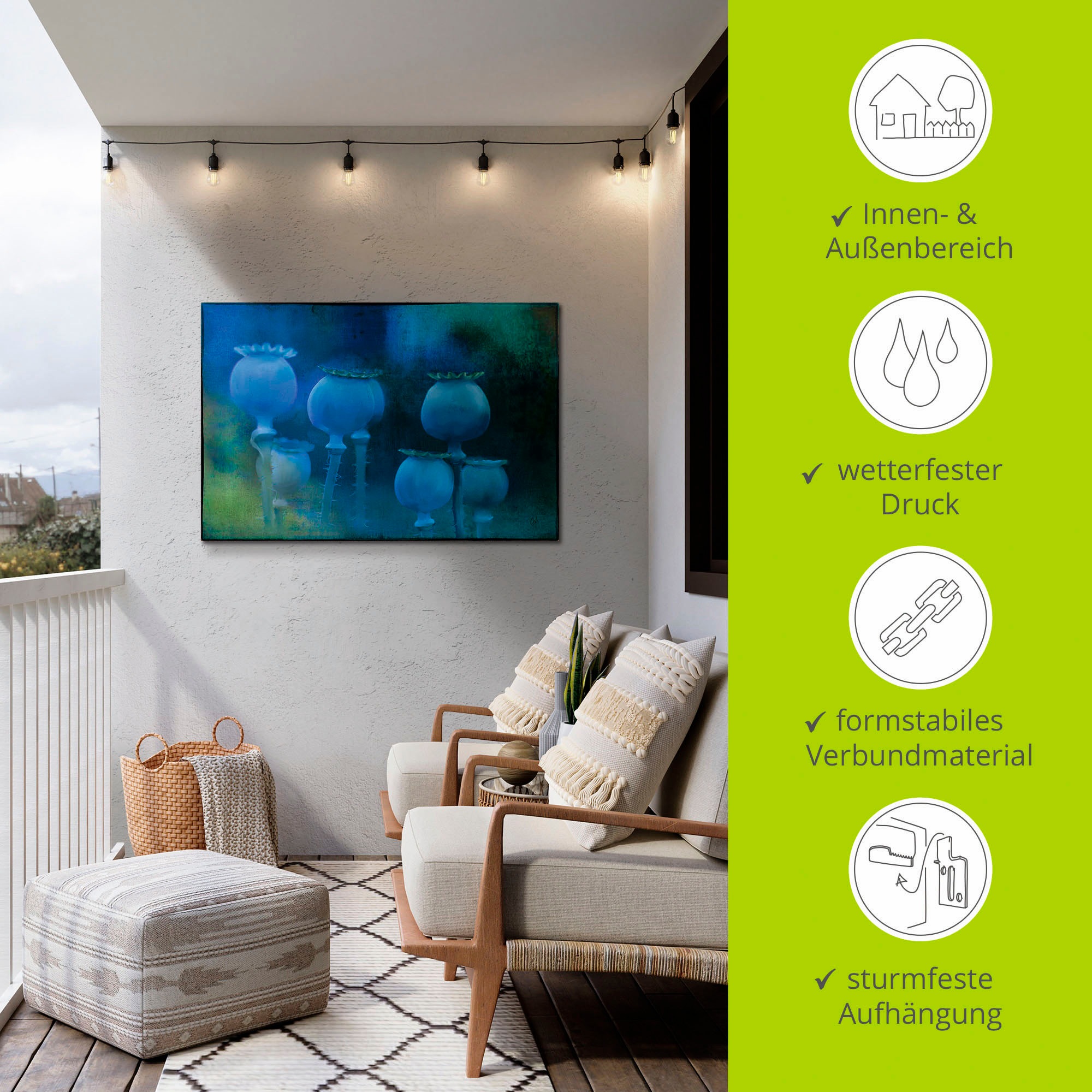 Artland Wandbild »Blaumohn«, Zen Bilder, (1 St.), als Alubild, Outdoorbild in verschied. Größen