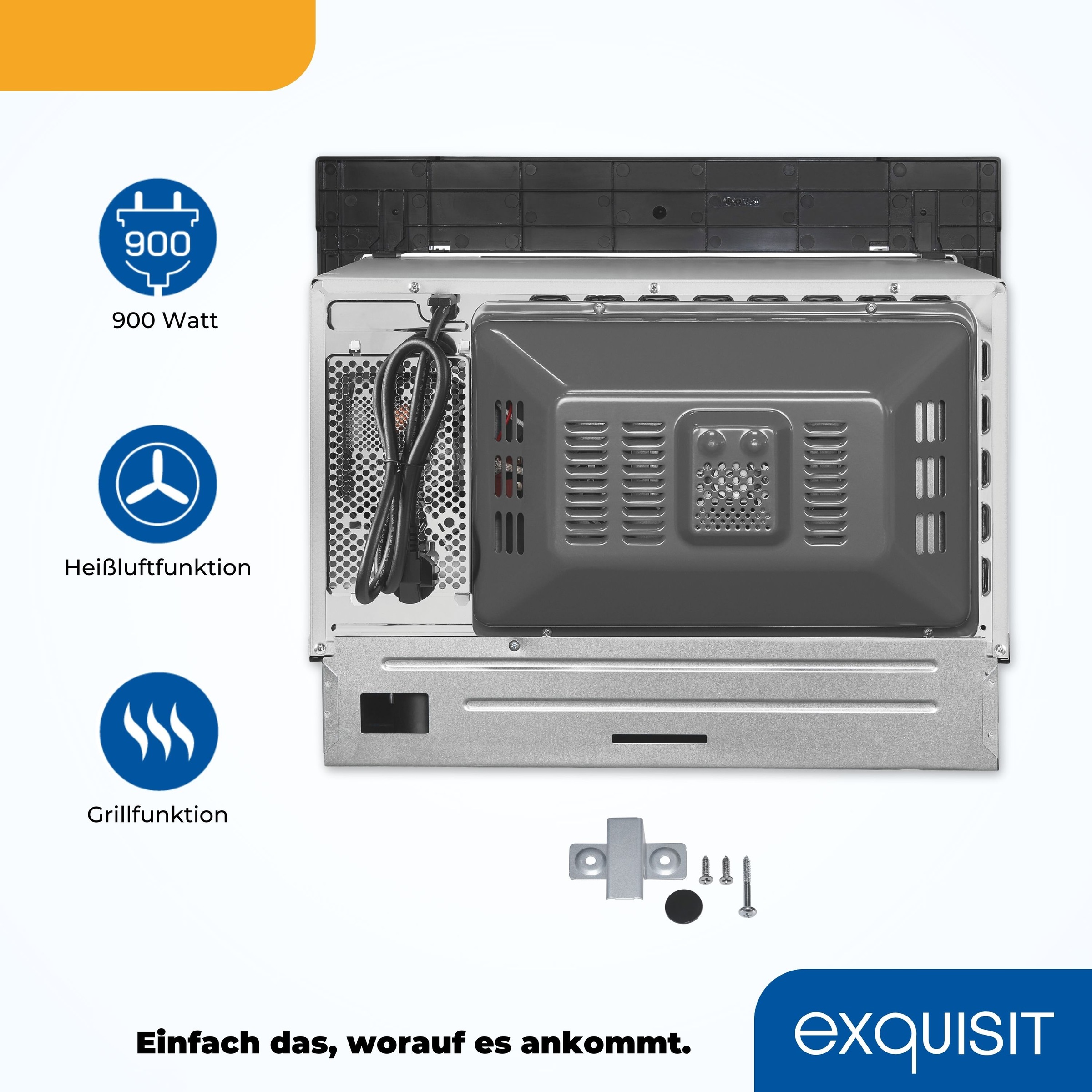 exquisit Einbau-Mikrowelle »EMW 2546.1 HI« 1450 W Auftauen,Aufwärmen,Grillen o.backen mit Heißluft-alles möglich