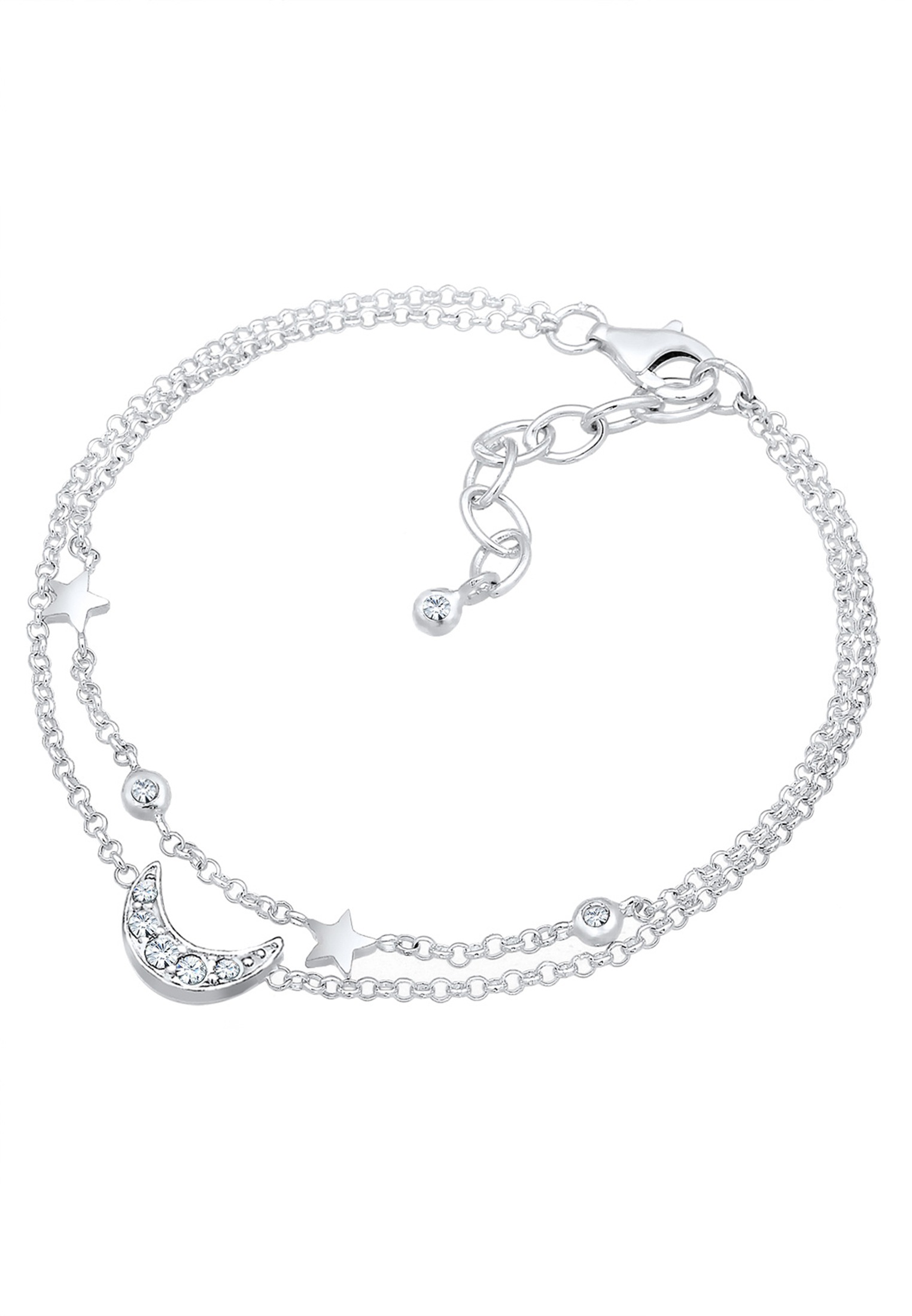 Elli Armkette »Armband Halbmond Sterne Galaxy Kristalle 925 Sterling Silber«