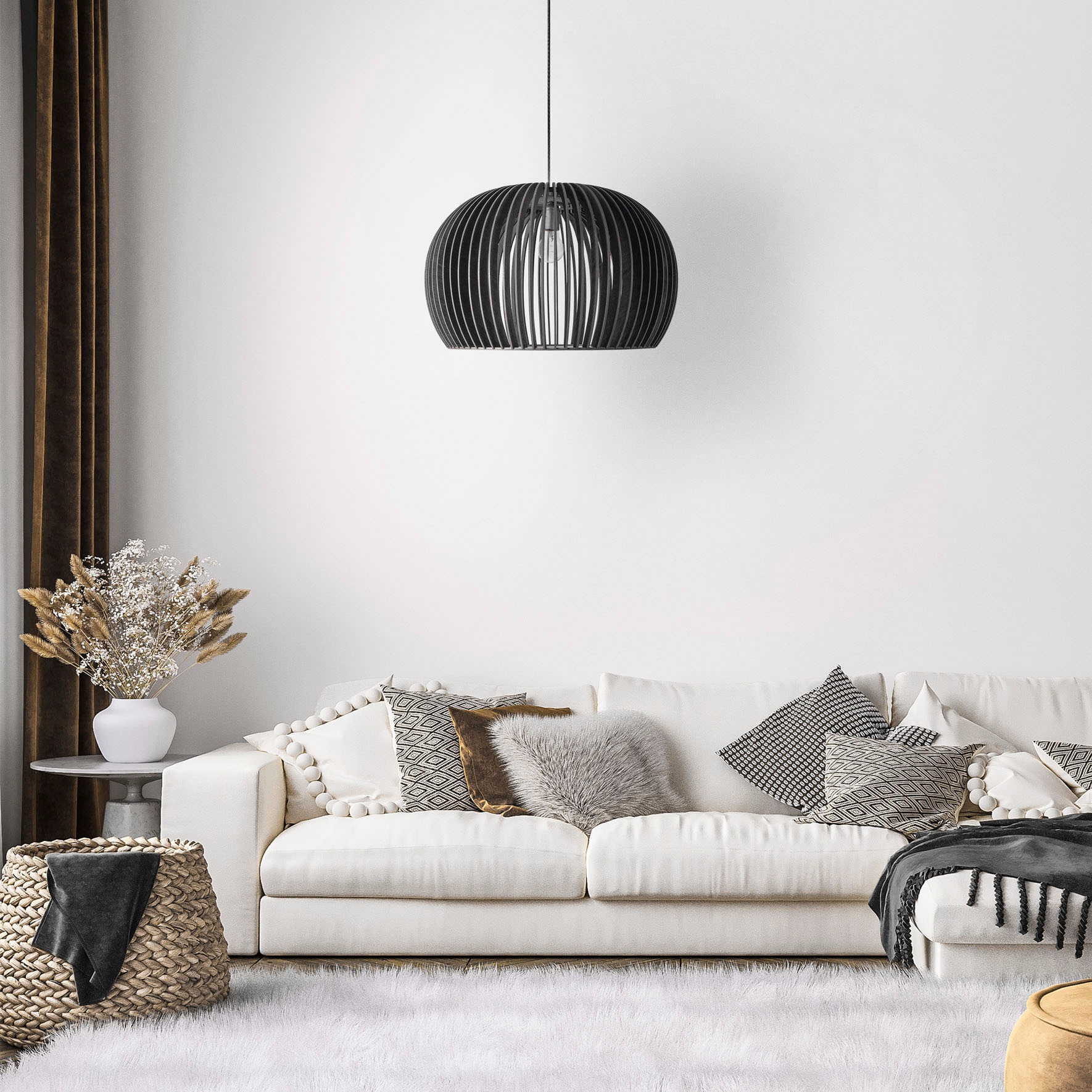 Paco Home Pendelleuchte »PULU«, Leuchtmittel E27 | ohne Leuchtmittel, Pendelleuchte Holz Esstischlampe Skandinavisch Korb Boho E27 Vintage