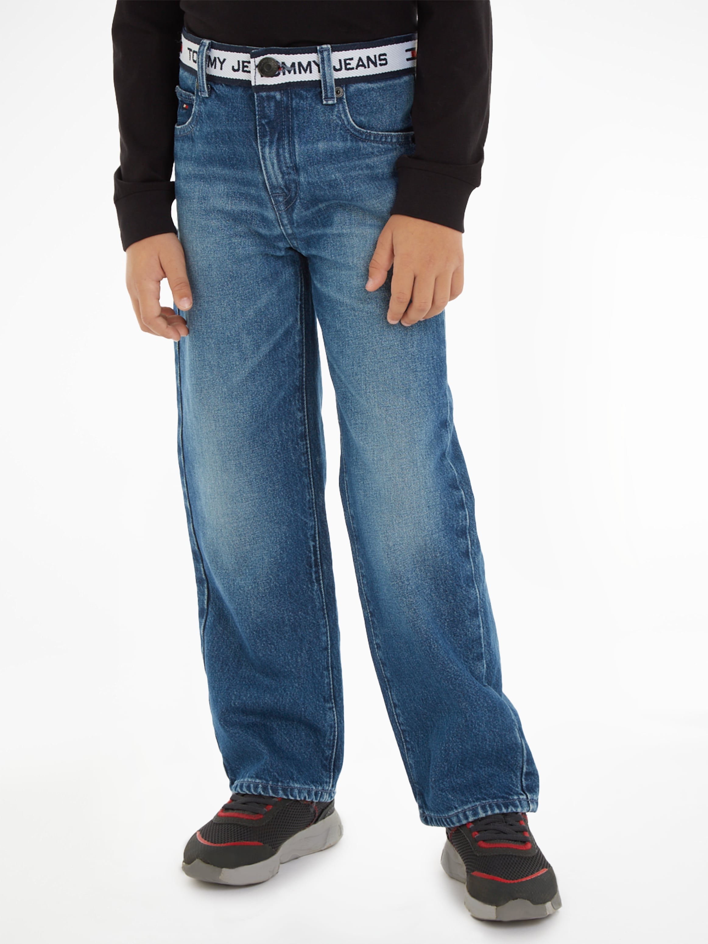 Tommy Hilfiger Girlfriend-Jeans »GIRLFRIEND MONOTYPE TAPE«, Kinder Kids  Junior MiniMe,mit Gürtelimitat in Labelfarben im OTTO Online Shop