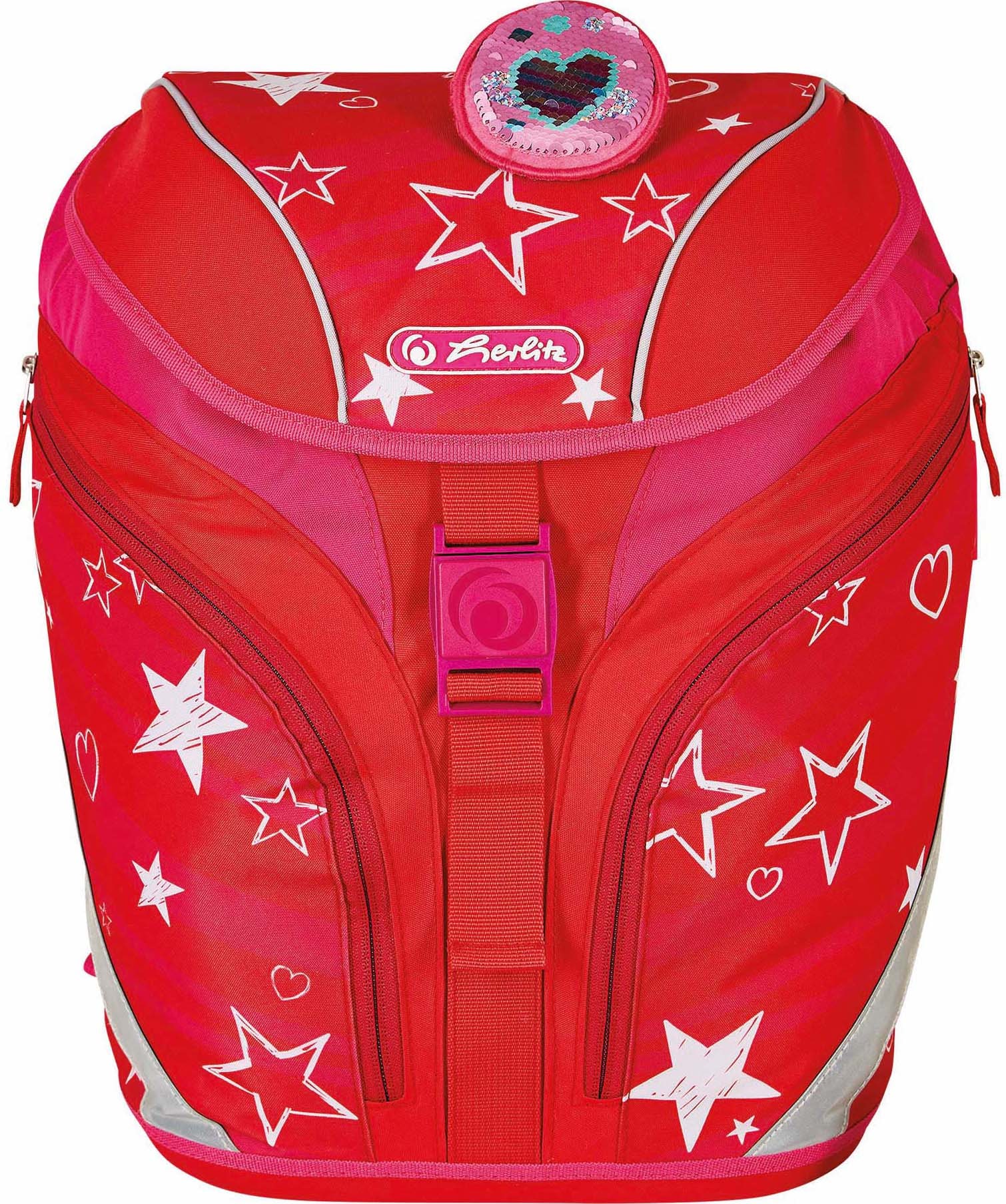 Herlitz Schulrucksack »SoftLight Plus, Stars&Stripe«, Reflektoren-Floureszierende Flächen, mit 2 abnehmbaren Applikationen