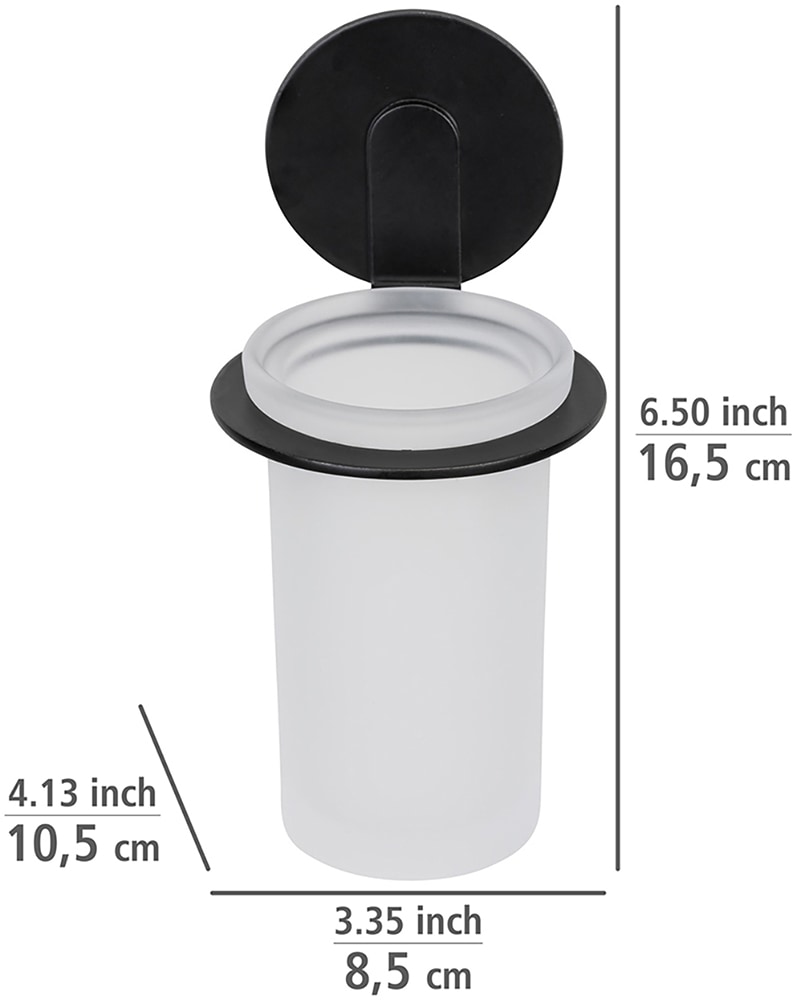 WENKO Zahnputzbecher »Turbo-Loc® Modell Bivio«, mit Wandhalterung ohne Bohren, Aluminium, satiniertes Glas