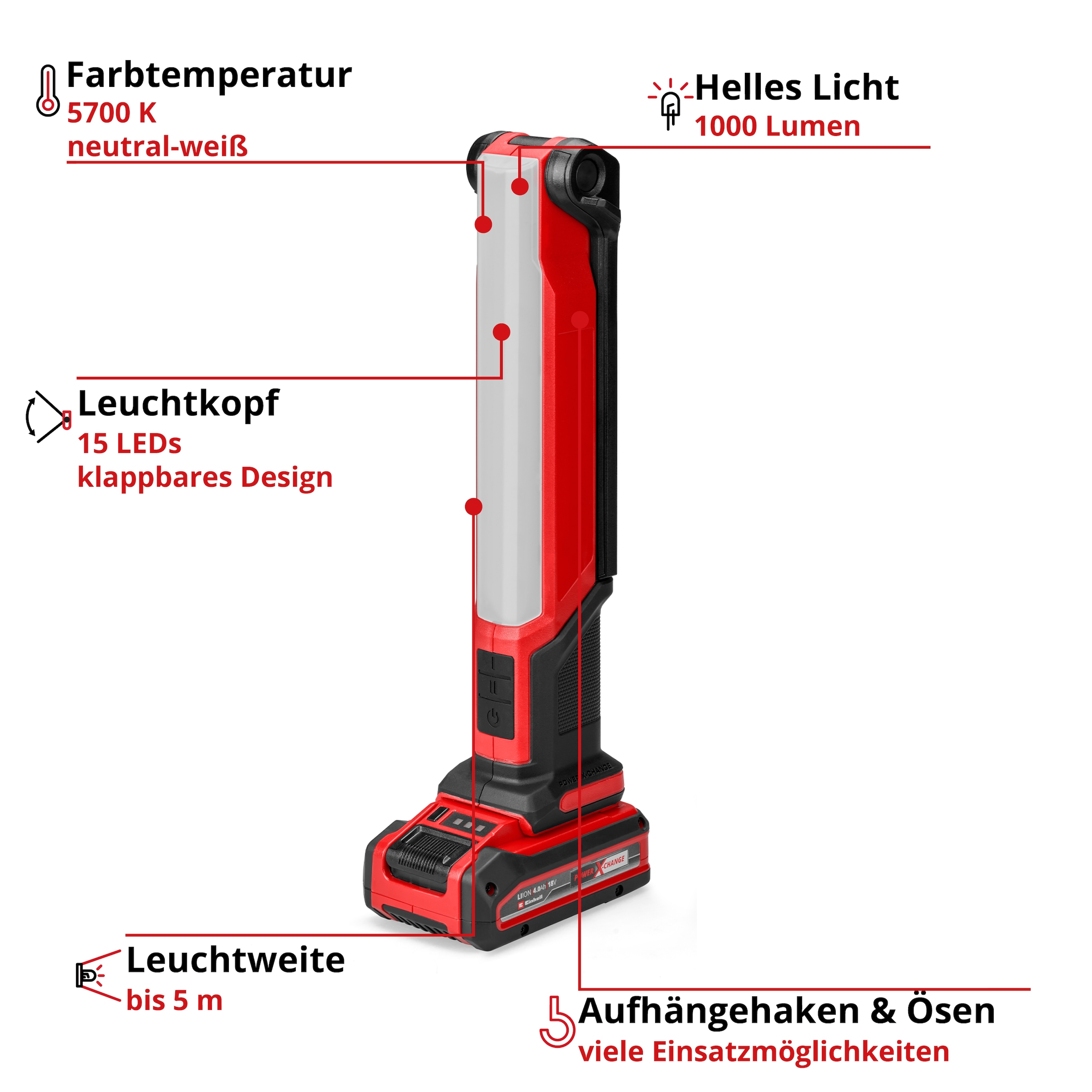 Einhell Handleuchte »TE-CL 18/1000 S Li - Solo«, ohne Akku und Ladegerät