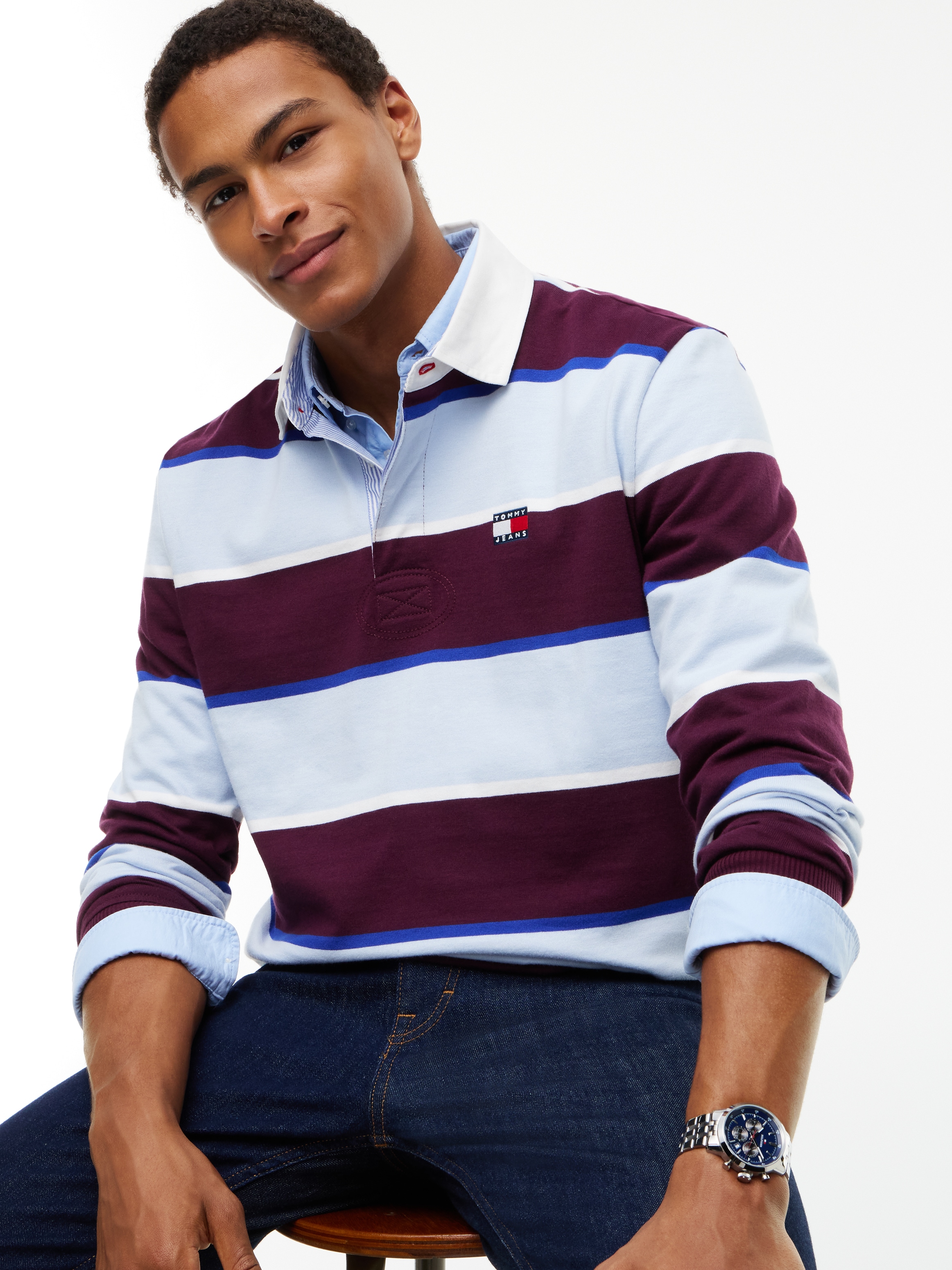 Tommy Jeans Rugbyshirt »TJM STRIPED RUGBY« Relaxed Fit mit Tommy-Badge