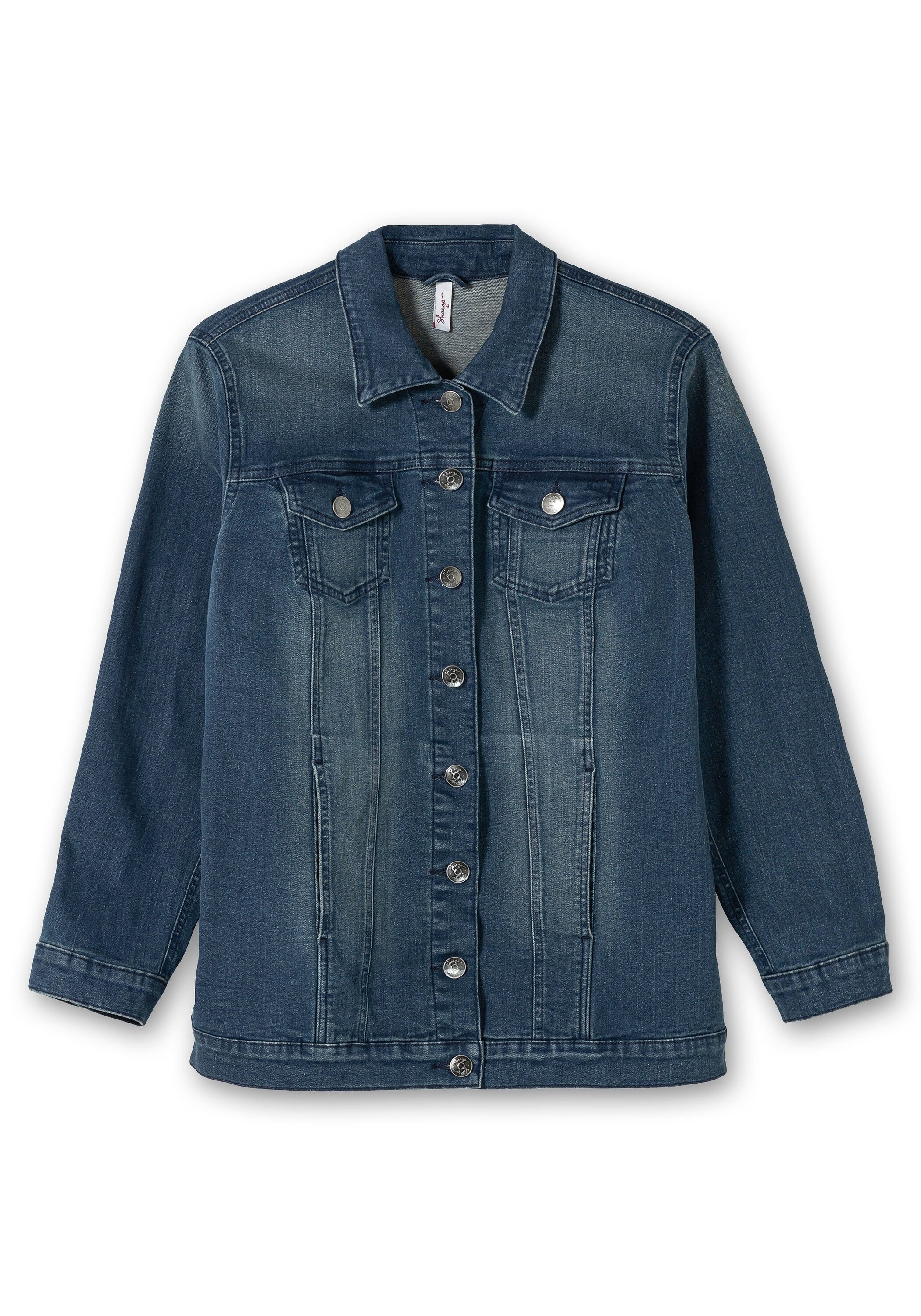 Sheego Jeansjacke »Jeansjacke in längerer, taillierter Form«, ohne Kapuze, in längerer, taillierter Form