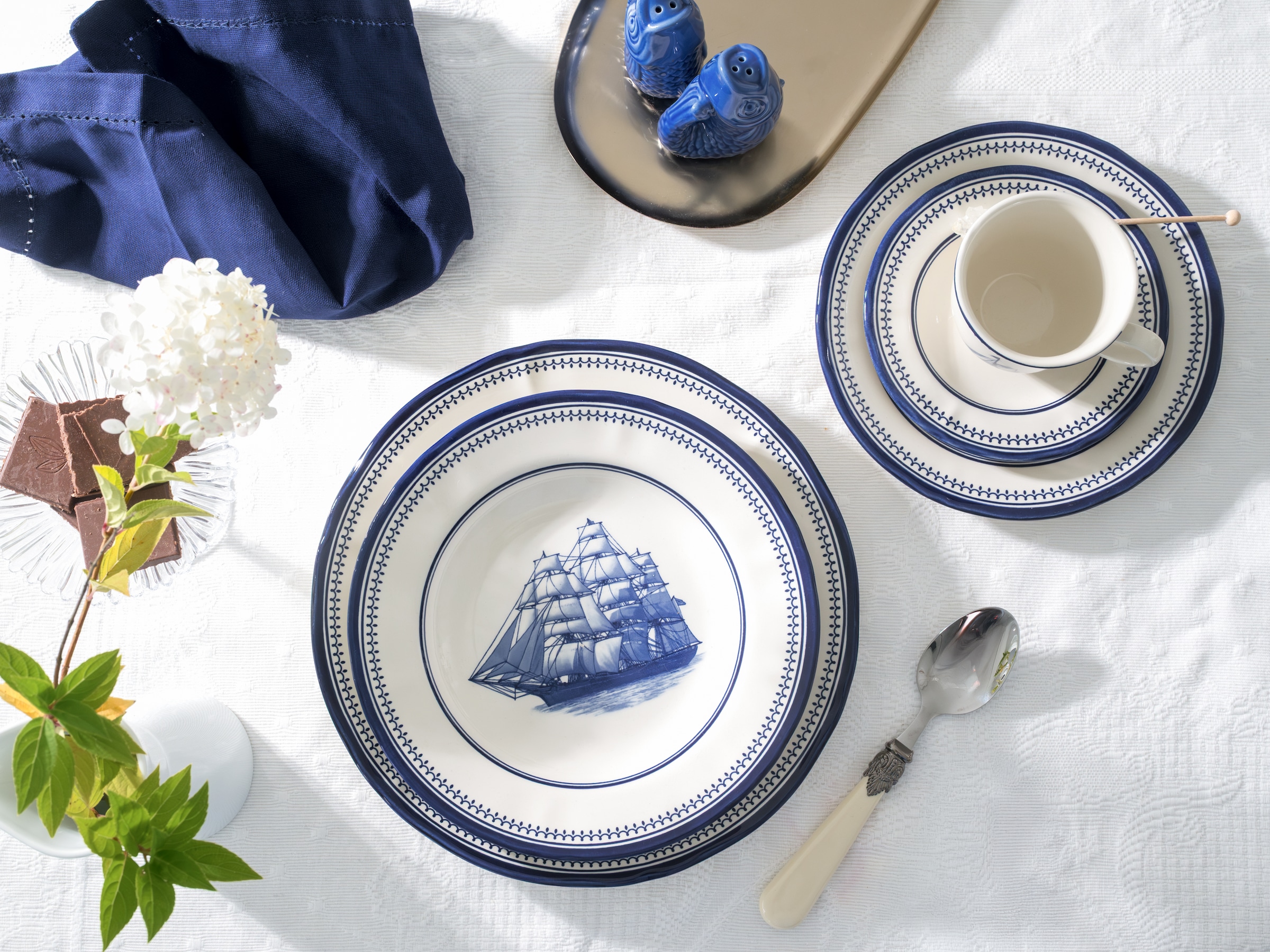 CreaTable Kombiservice »Segelschiff, Service 30-tlg.« Elegante Fahnenform, Schiffsdekor